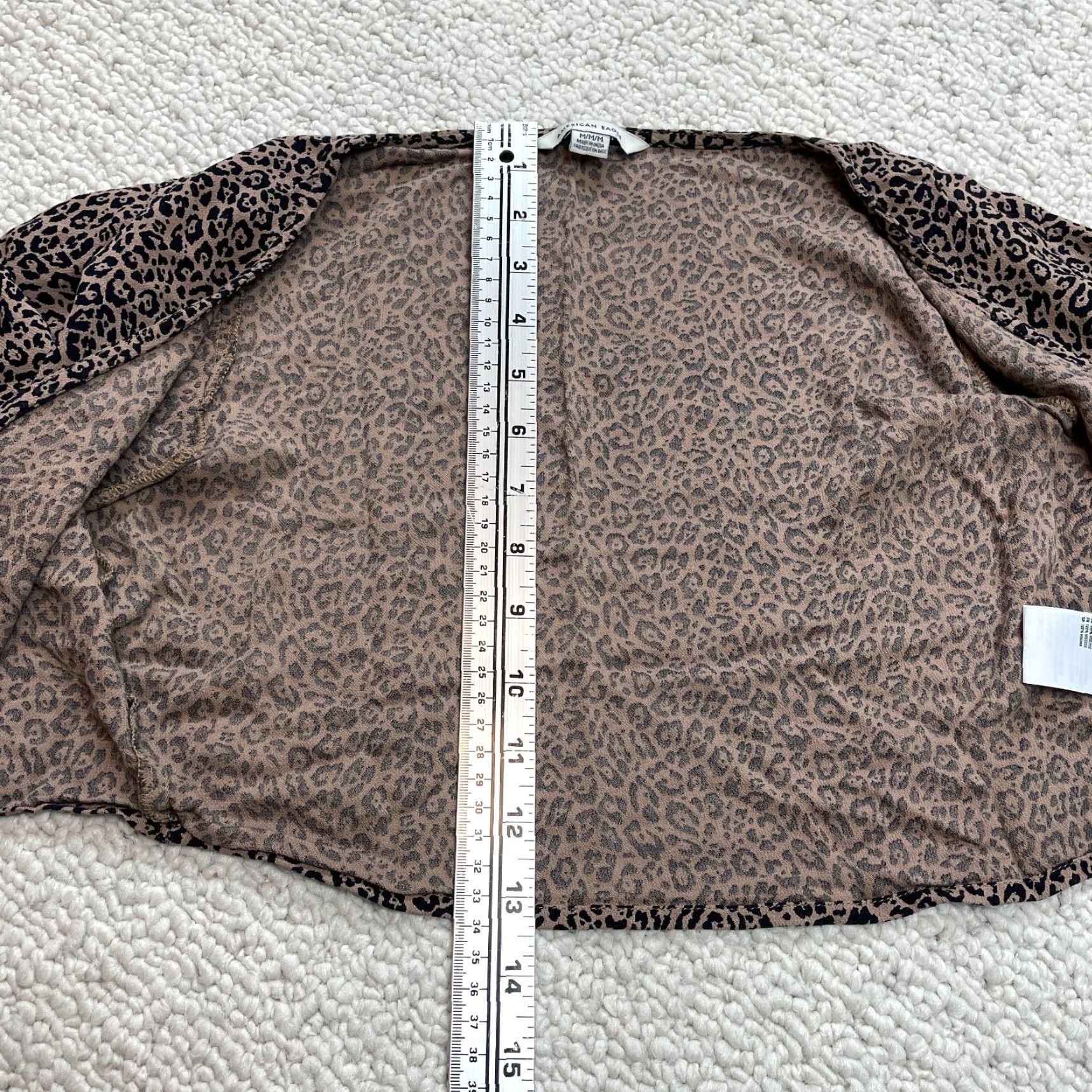 American Eagle Outfitters American Eagle Cropped Top Womens Medium Brown Leopard Print Flare Sleeve Knot Size M / US 6-8 / IT 42-44 - 2 Thumbnail