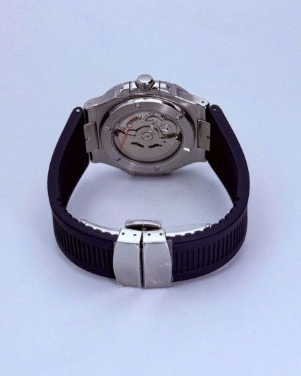 Japanese Brand Seiko Mod Nautilus Navy Dial Steel Watch Rubber Strap 41mm Size ONE SIZE - 6 Thumbnail