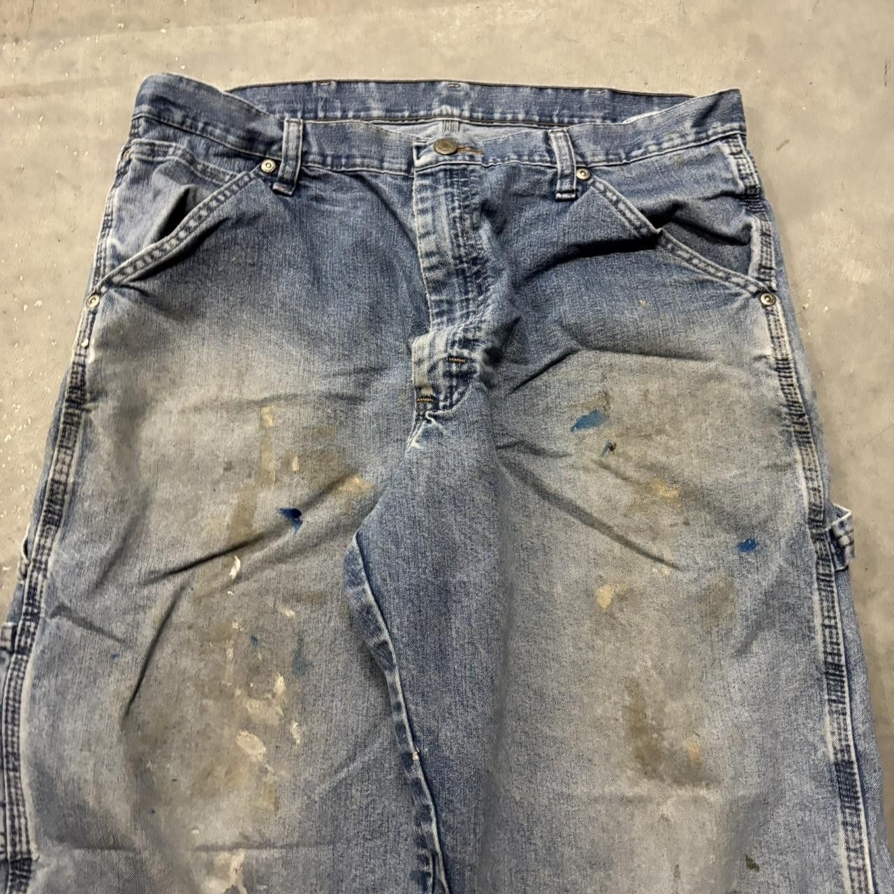 Japanese Brand × Vintage Crazy Vintage Y2K/2000s Baggy Paint Splatter Workwear Carpenter Denim Jeans! Size US 34 / EU 50 - 5 Thumbnail