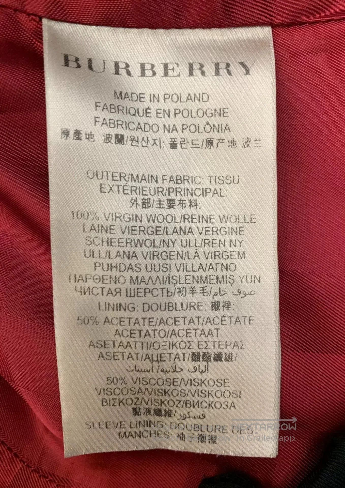 Burberry Burberry Red Women's Wool Coat. Size XXS / US 00 / IT 34 - 6 Thumbnail