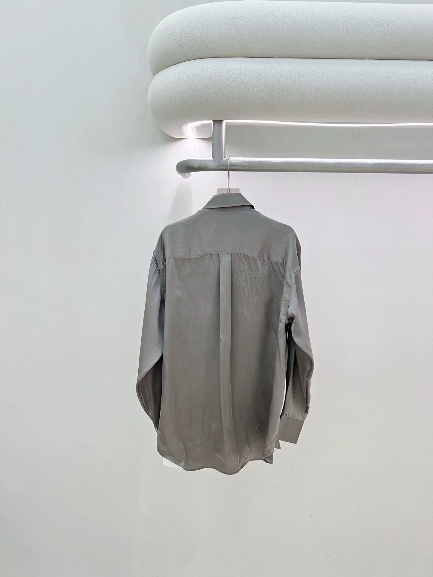 Alexander McQueen Alexander Wang mint silver-gray silk-satin shirt XS Size US XS / EU 42 / 0 - 2 Thumbnail