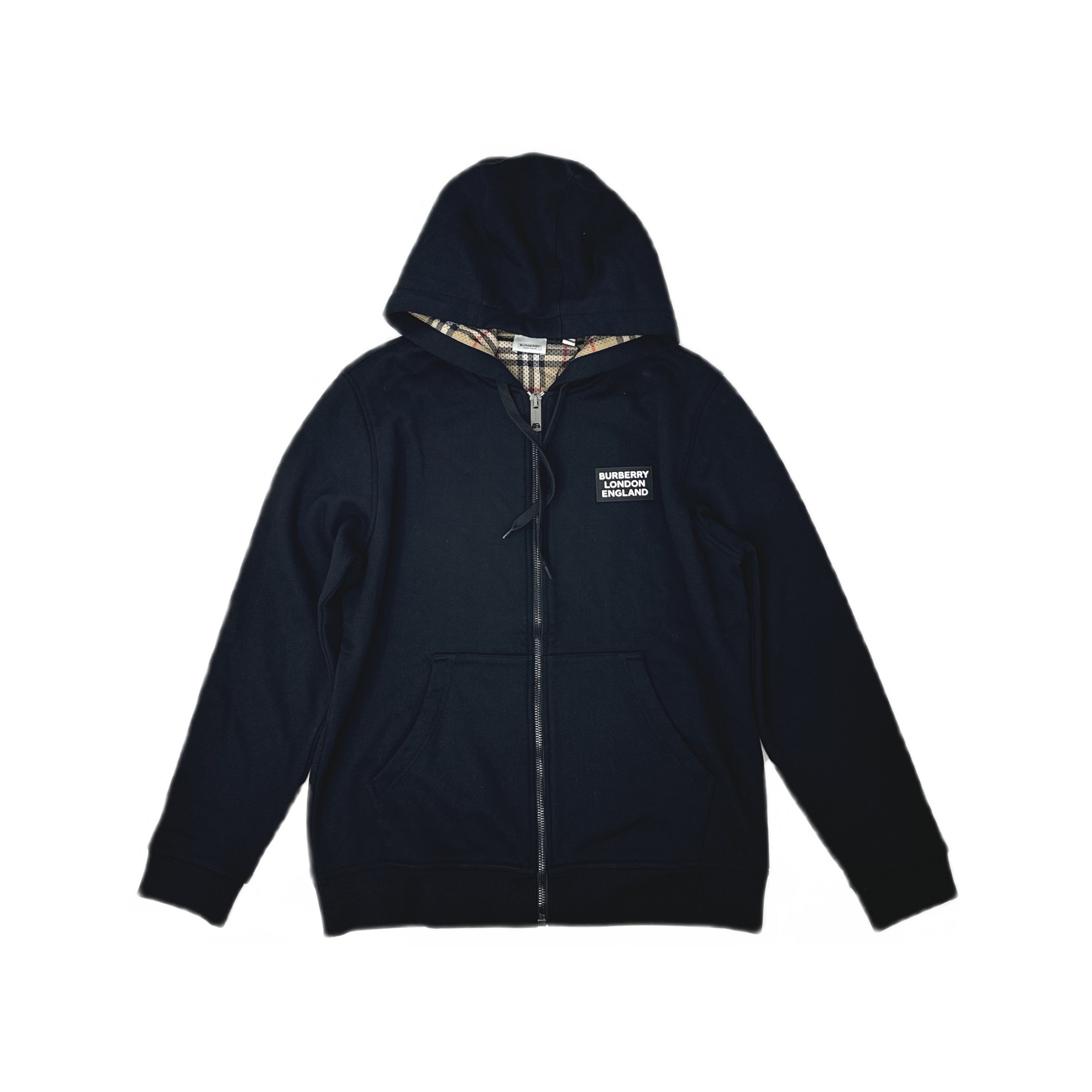 Burberry Burberry check plaid logo zip up hoodie black | Grailed