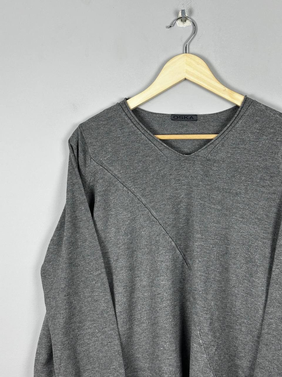 Japanese Brand Vintage Oska Luxury Cotton Asimetric Grey Sweatshirt Size S / US 4 / IT 40 - 3 Thumbnail