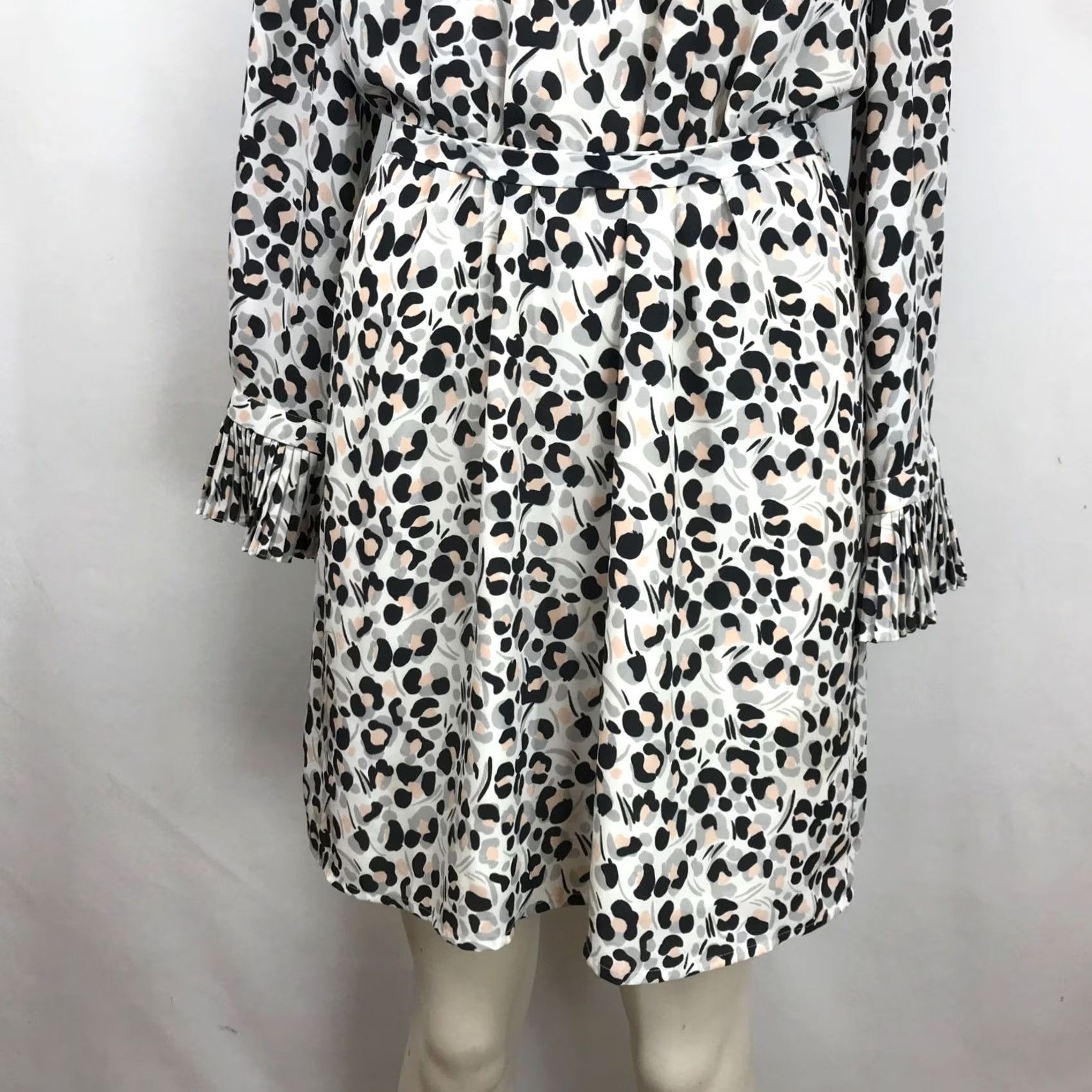 Loft LOFT Womens Medium Multicolor Long Bell Sleeve Round Neck Belted Dress Size M / US 6-8 / IT 42-44 - 3 Thumbnail