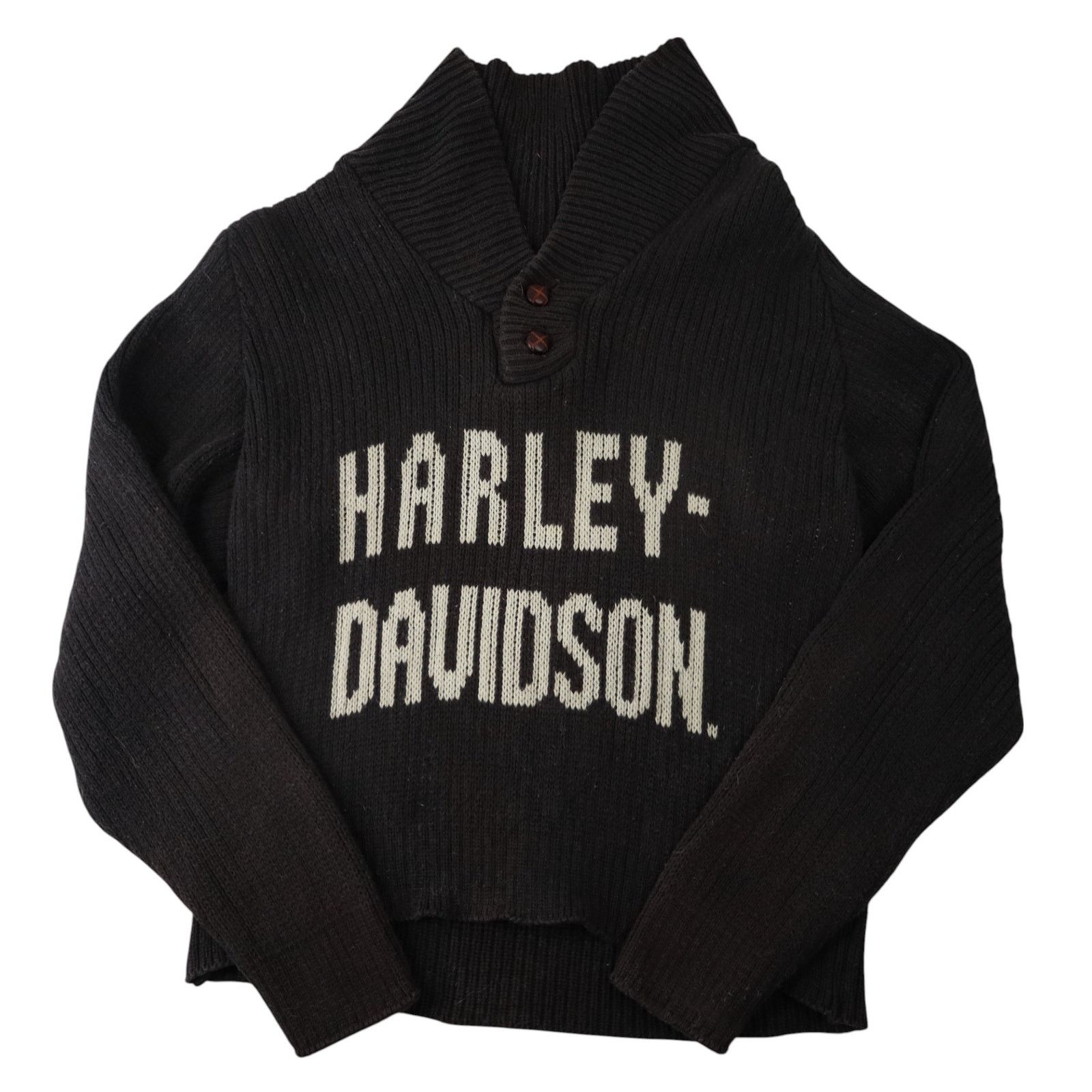 Harley Davidson × Vintage Vintage Harley Davidson Knit Spellout Cowl Sweater Size M / US 6-8 / IT 42-44 - 1 Thumbnail