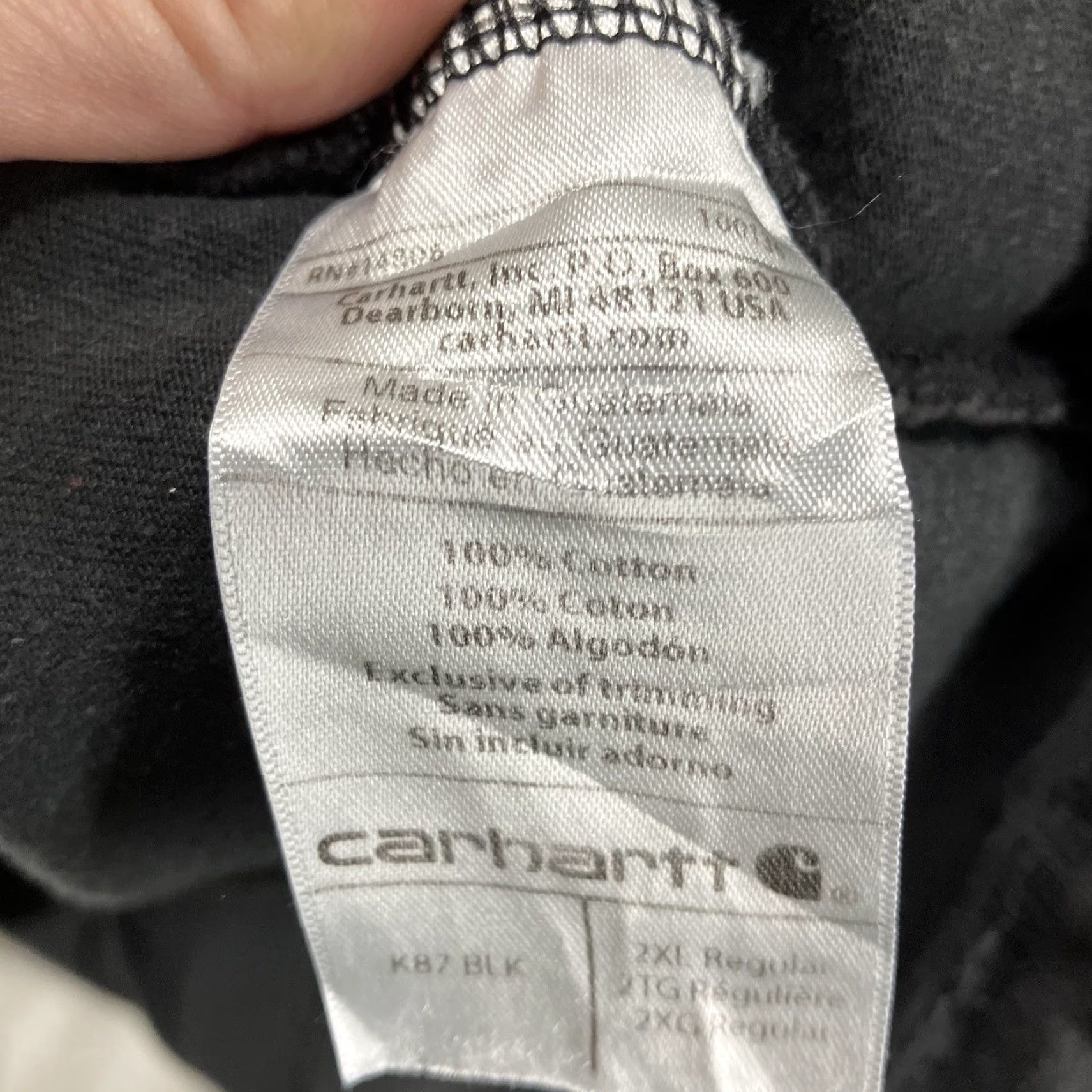 Carhartt Carhartt Mens 2XL Short Sleeve T-Shirt Black Heavyweight Cotton Original Fit Crew Neck Logo Size US XXL / EU 58 / 5 - 6 Thumbnail