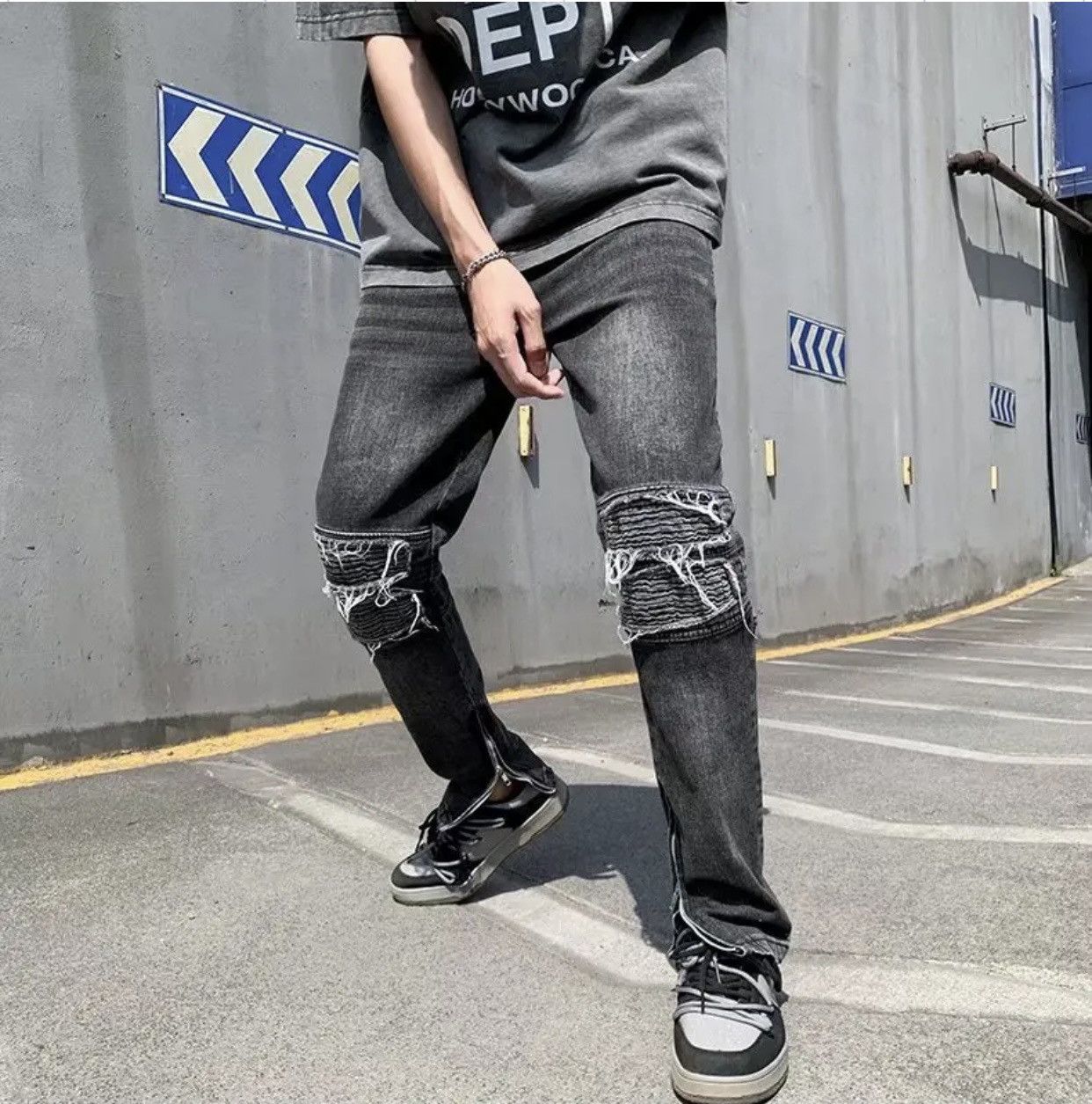 Y2K Fashion Stretch Slim Ripped Jeans Pants