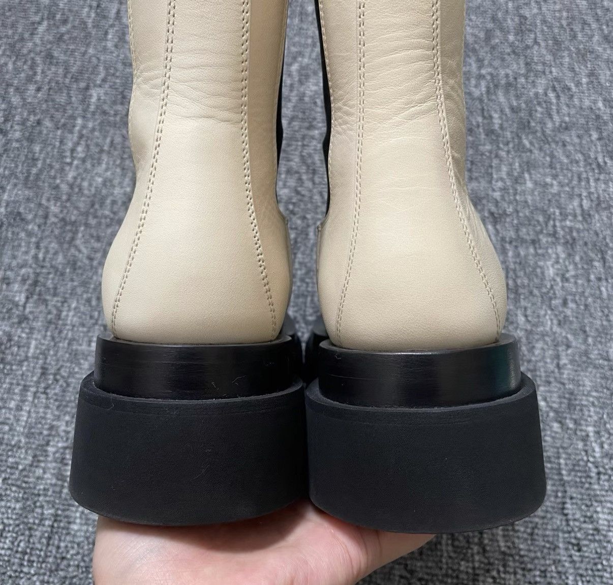 Bottega Veneta Bottega Veneta White Thick-Sole Cigarette Boots K12 Size US 6.5 / IT 36.5 - 6 Thumbnail