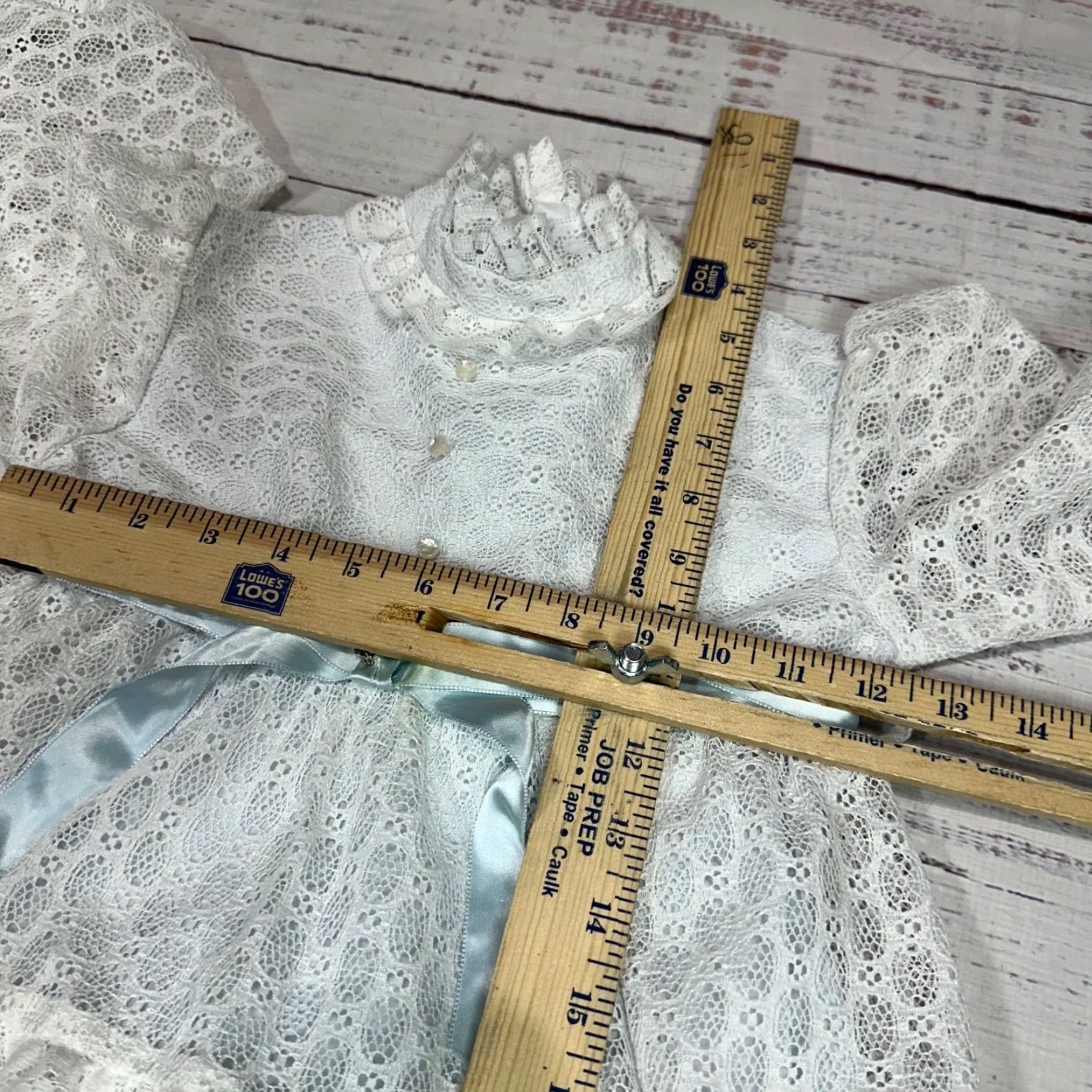 Vintage Vtg Dorrisa of Miami Girls Long Sleeve Lace Dress Sz 6 White Bow Tiered Pageant Size US S / EU 44-46 / 1 - 3 Thumbnail