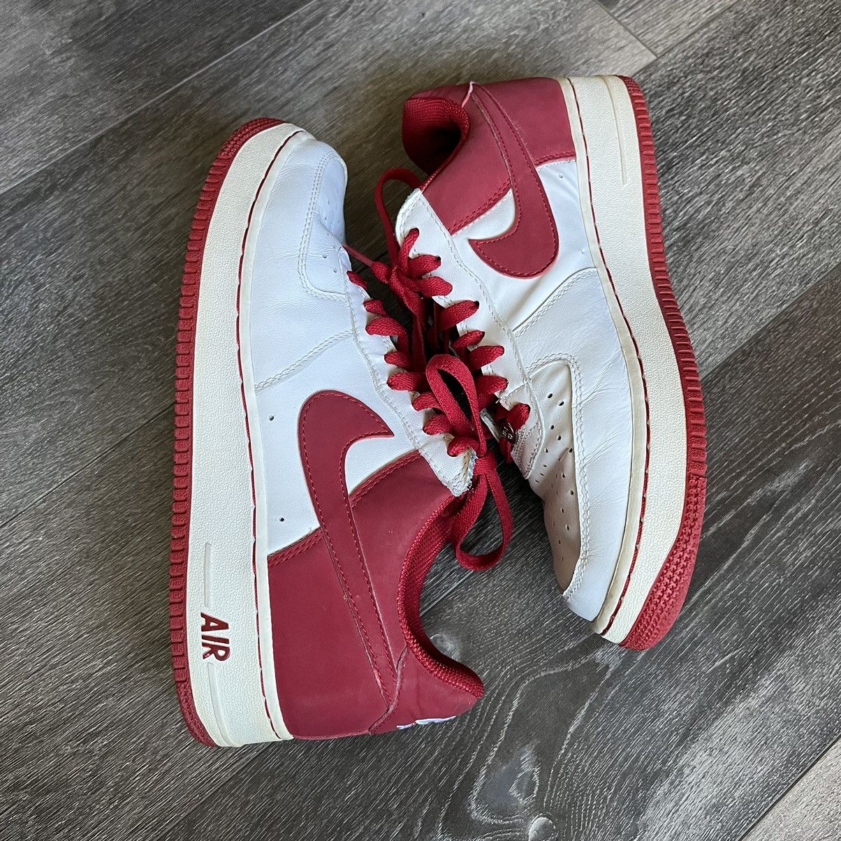 Nike Vintage 2000s Nike Air Force 1 White Varsity Red Shoes Sz 9 Size US 9 / EU 42 - 3 Thumbnail