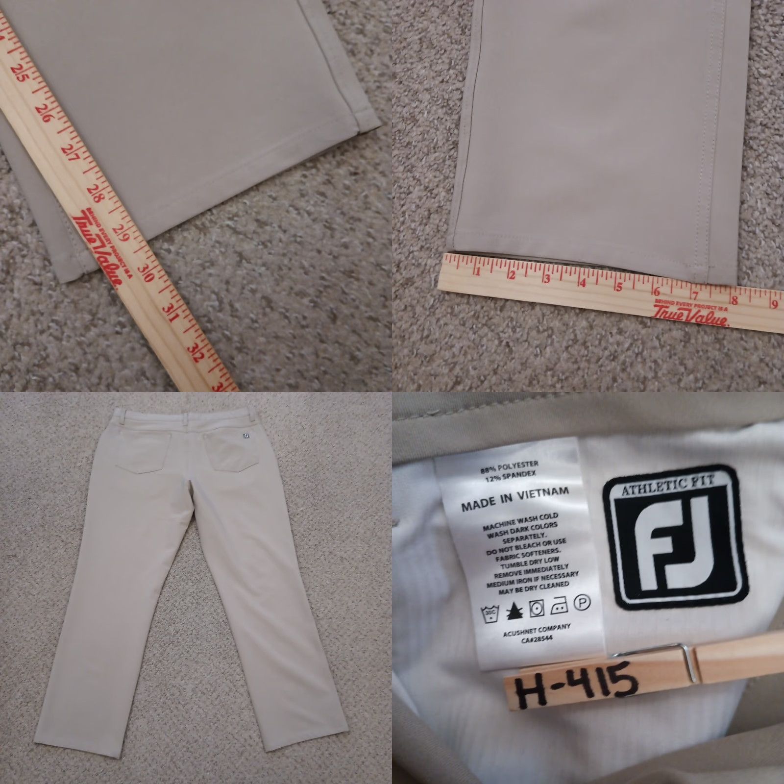Footjoy FootJoy Pants Mens Size 36 Athletic Flat Front Beige Chino Polyester Blend Straight Leg 30 In Regular Size US 36 / EU 52 - 8 Thumbnail