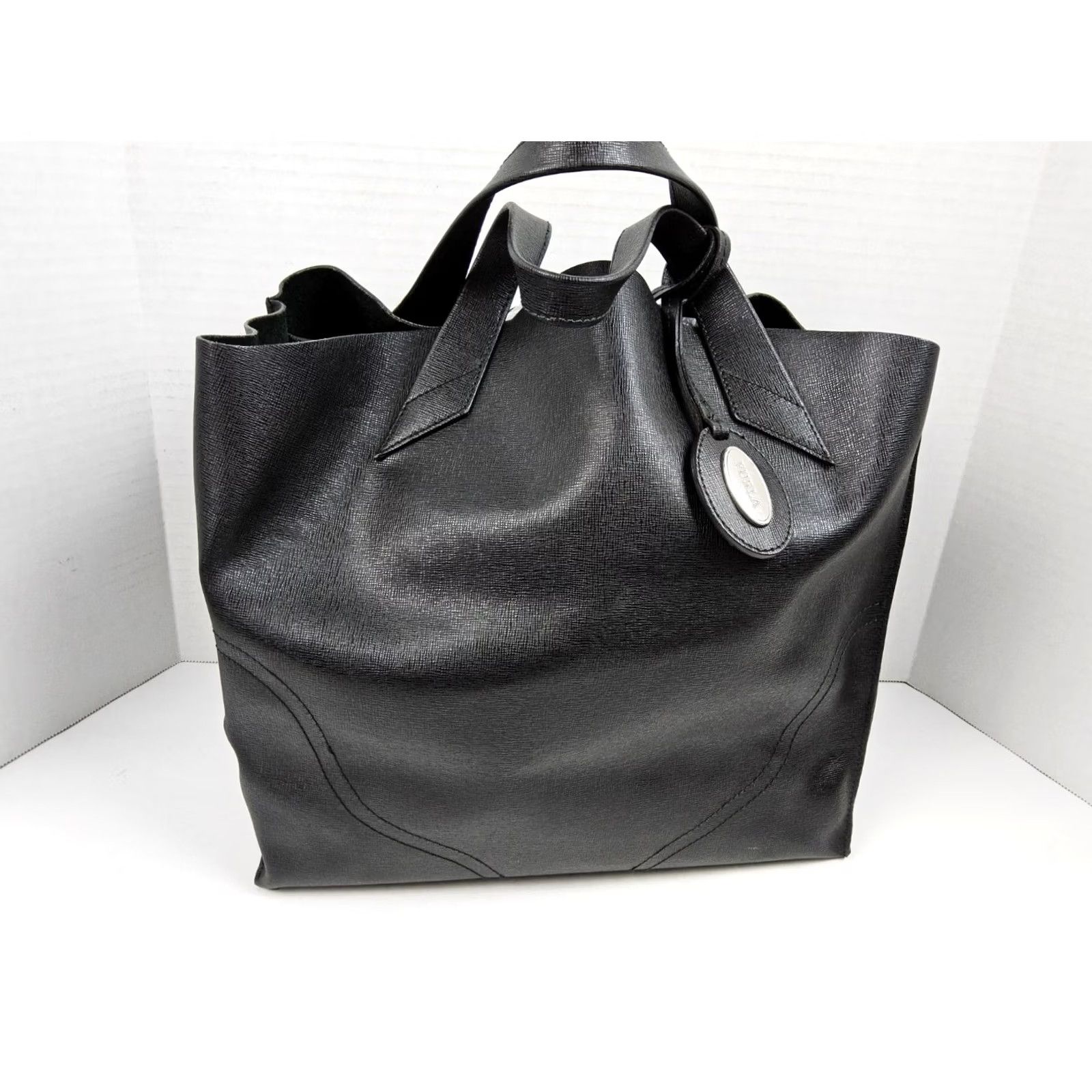 Furla Furla Satchel Leather Handbag Tote Purse With Dustbag Black Double Handles Women Size ONE SIZE - 3 Thumbnail