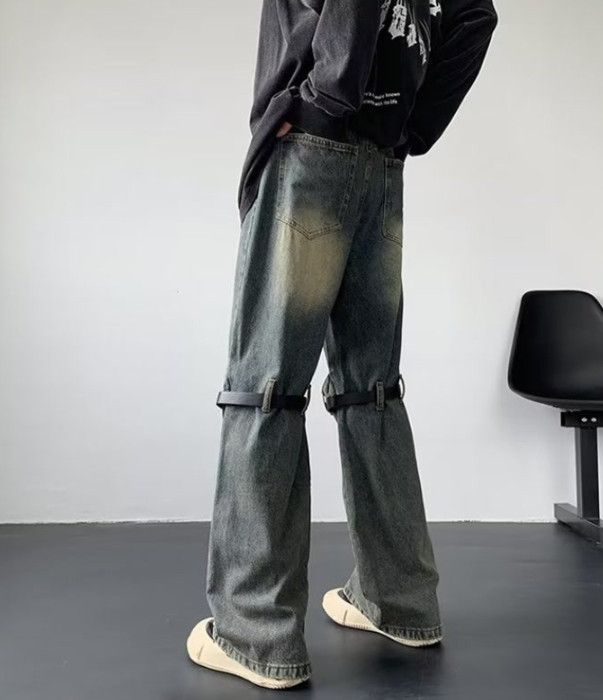 Japanese Brand Street men's retro zippered workwear straight bootcut jeans Size US 32 / EU 48 - 5 Thumbnail