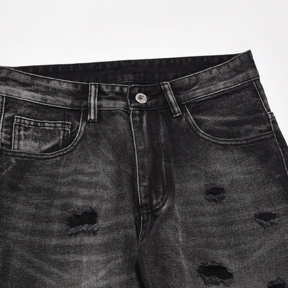 Designer × Japanese Brand × Jean Ripped Jeans Men Black Streetwear Y2k Denim Pants Size US 34 / EU 50 - 6 Thumbnail