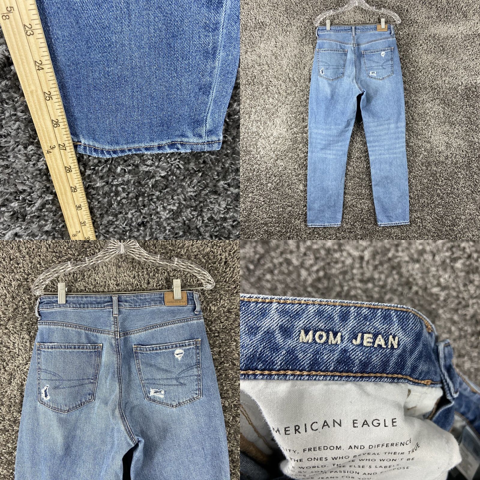 American Eagle Outfitters American Eagle Jeans Women 6 Blue Distressed Comfort Stretch Mom Size 28" / US 6 / IT 42 - 8 Thumbnail
