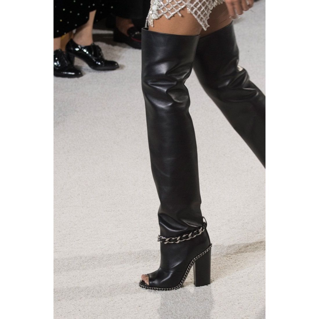 Balmain Balmain Chain Peep Toe Over The Knee Boots US 7.5 IT 37.5 W Size US 7.5 / IT 37.5 - 1 Thumbnail
