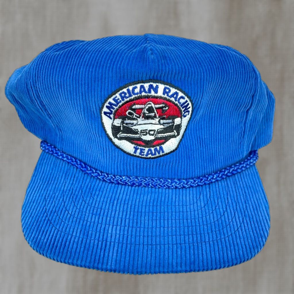 Vintage Vintage American Racing 90s Corduroy Trucker Hat Men Adjustable Blue Outdoor Cap Size ONE SIZE - 1 Thumbnail