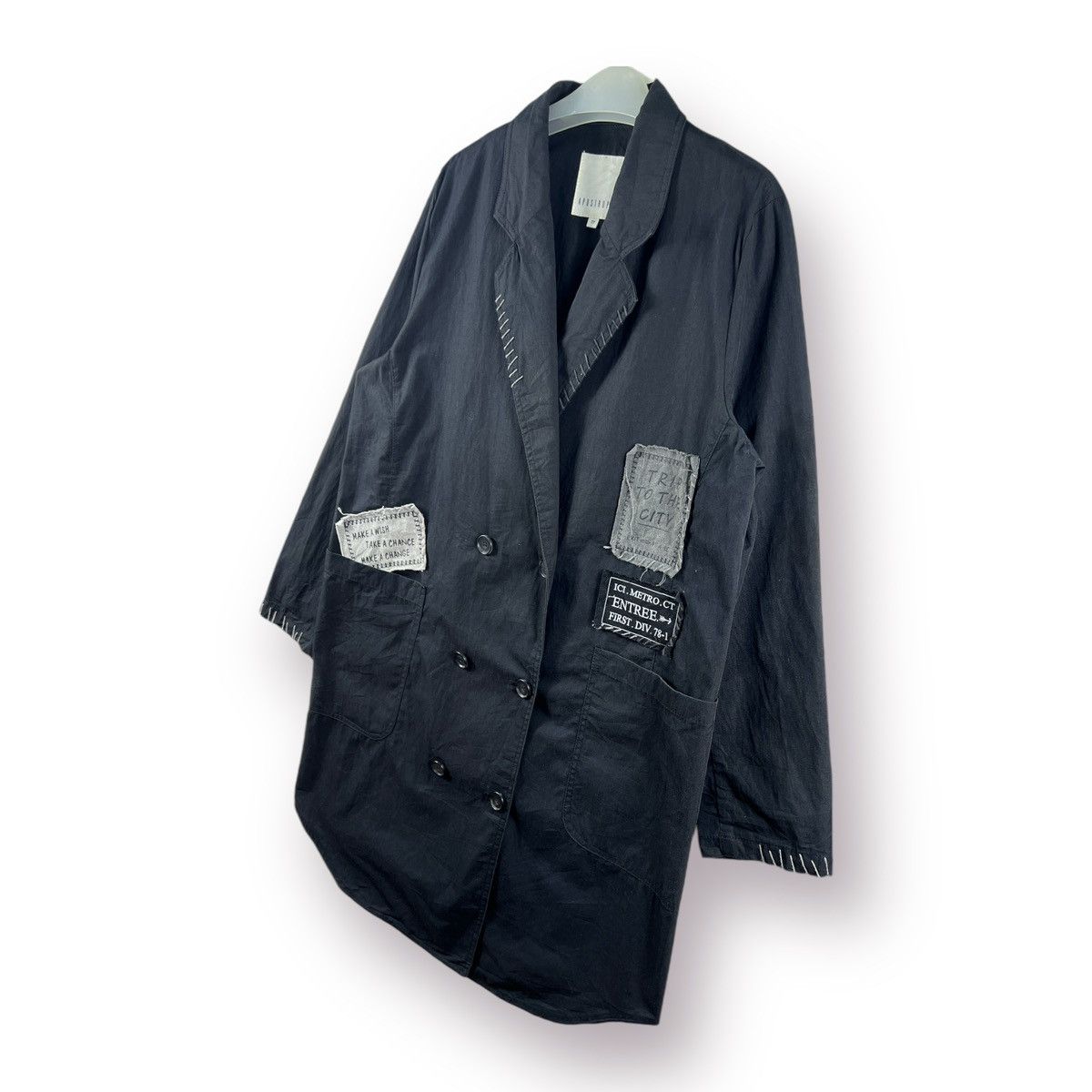 Japanese Brand Unisex 🔥 Apostrophe Patch japan Yohji style long jacket Size US M / EU 48-50 / 2 - 3 Thumbnail
