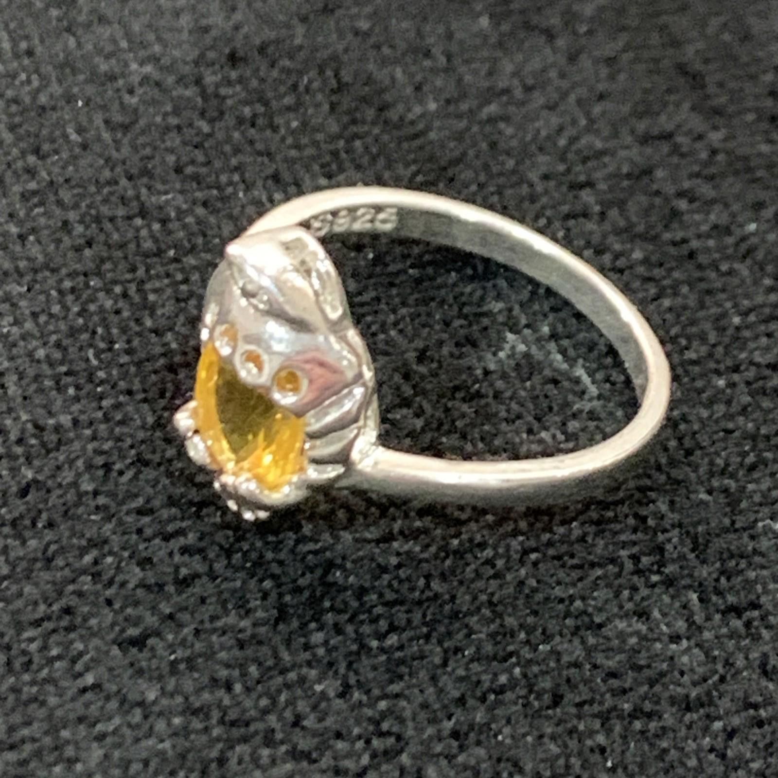 The Unbranded Brand Boho Silver 925 and Yellow Citrine Gemstone Ring 1c+ Size ONE SIZE - 4 Thumbnail