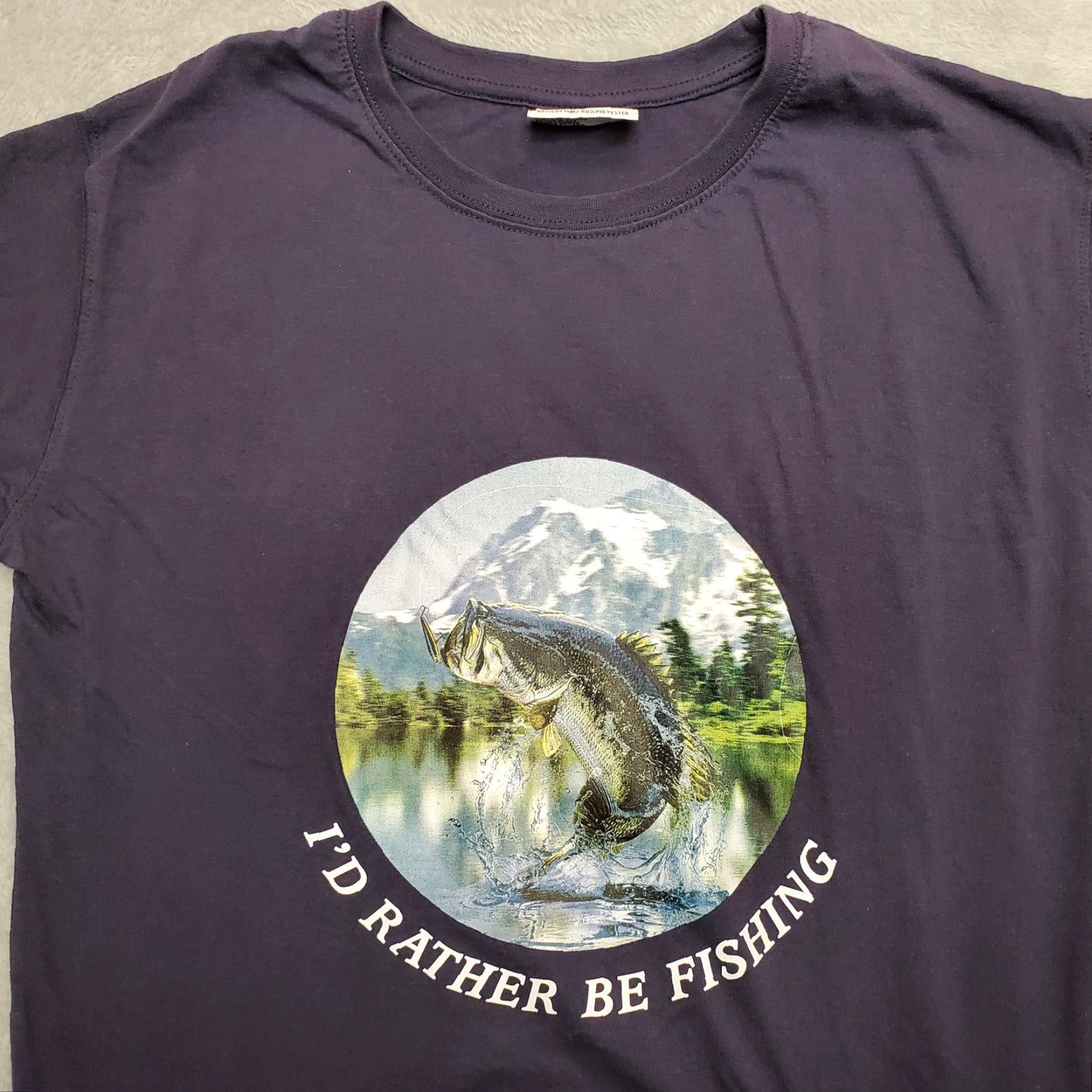 Vintage Vintage Fishing Shirt Mens Large Blue Largemouth Bass Short Sleeve Outdoor TEE Size US L / EU 52-54 / 3 - 2 Thumbnail