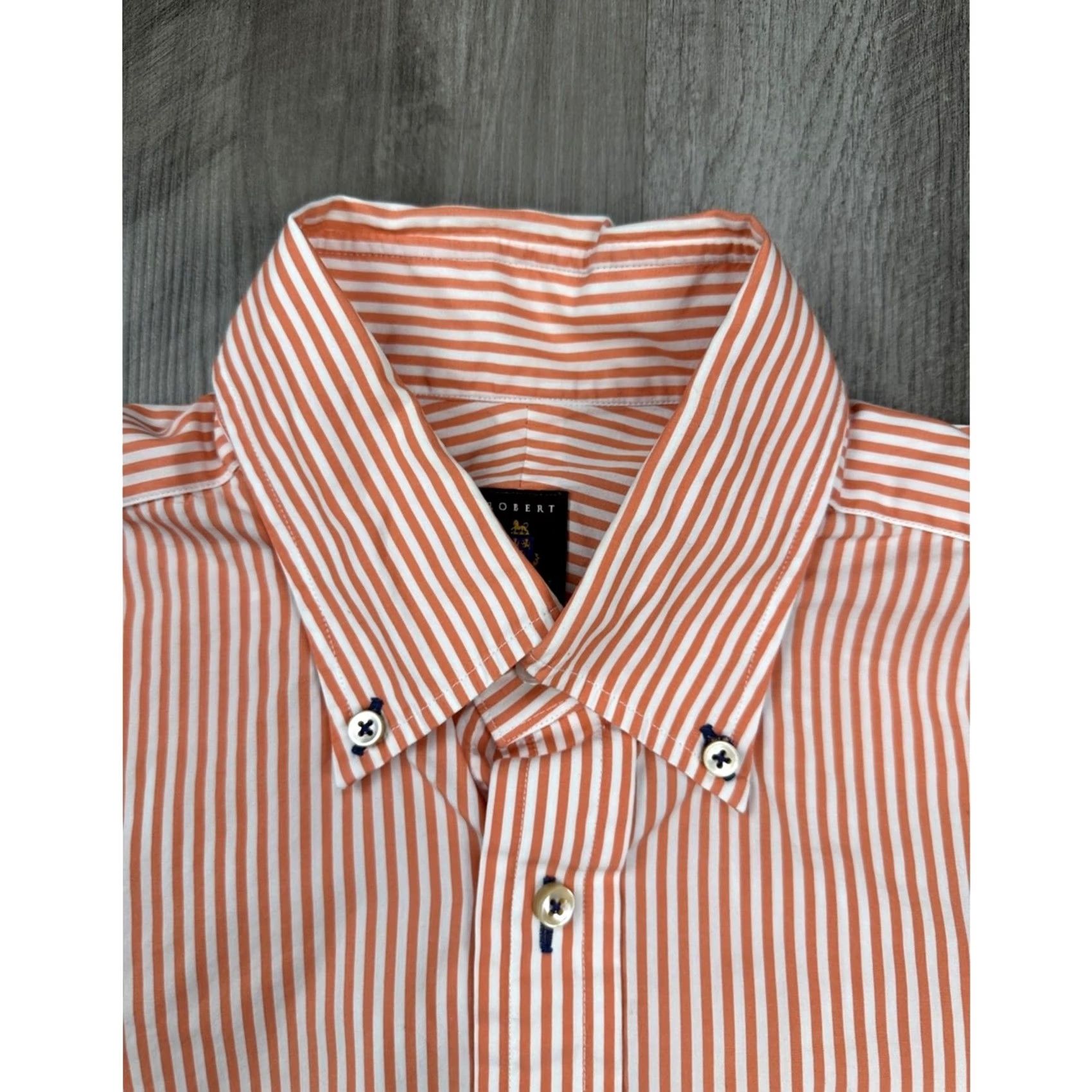 Robert Talbott Robert Talbott Estate Striped Long Sleeve Button Down Shirt Medium Men Orange Size US M / EU 48-50 / 2 - 5 Thumbnail