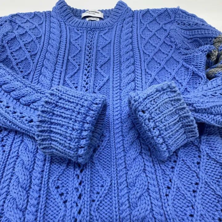 Thom Browne Thom Browne Blue Striped Long Sleeve Sweater -2507 Size M / US 6-8 / IT 42-44 - 9 Thumbnail