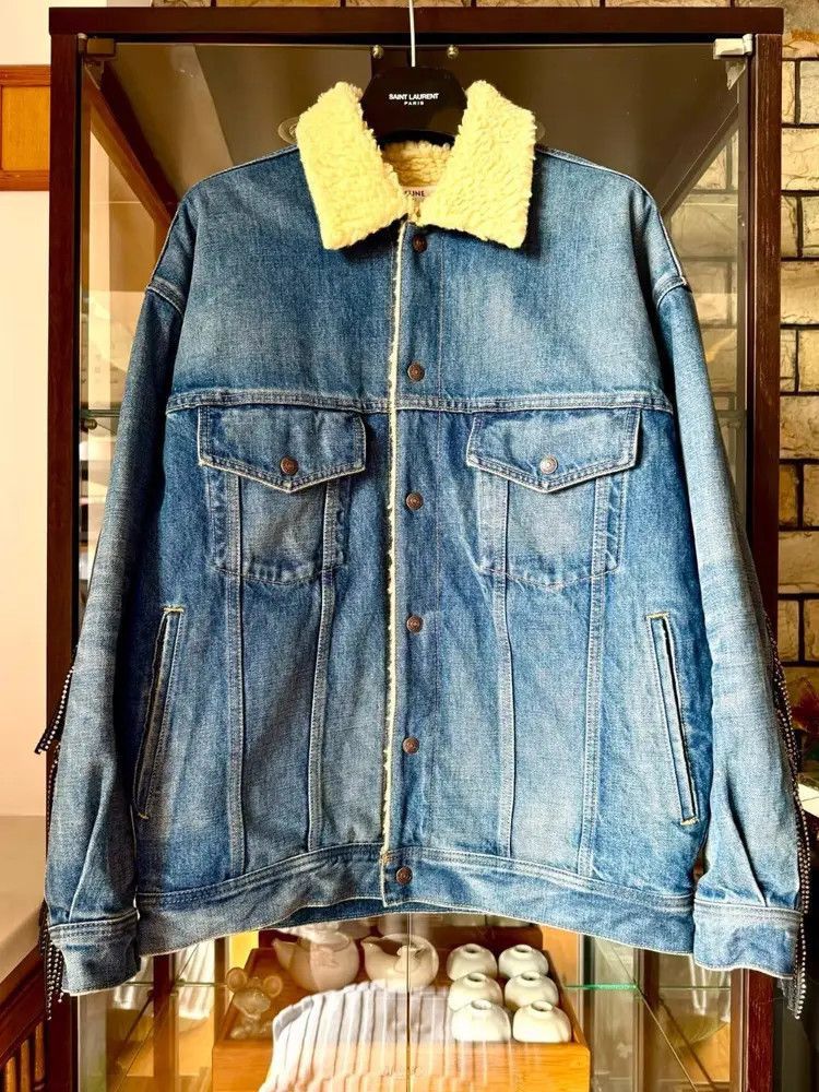 Celine Celine 22AW Runway Crystal Attached Inside Fur Denim Jacke Size US XS / EU 42 / 0 - 2 Thumbnail