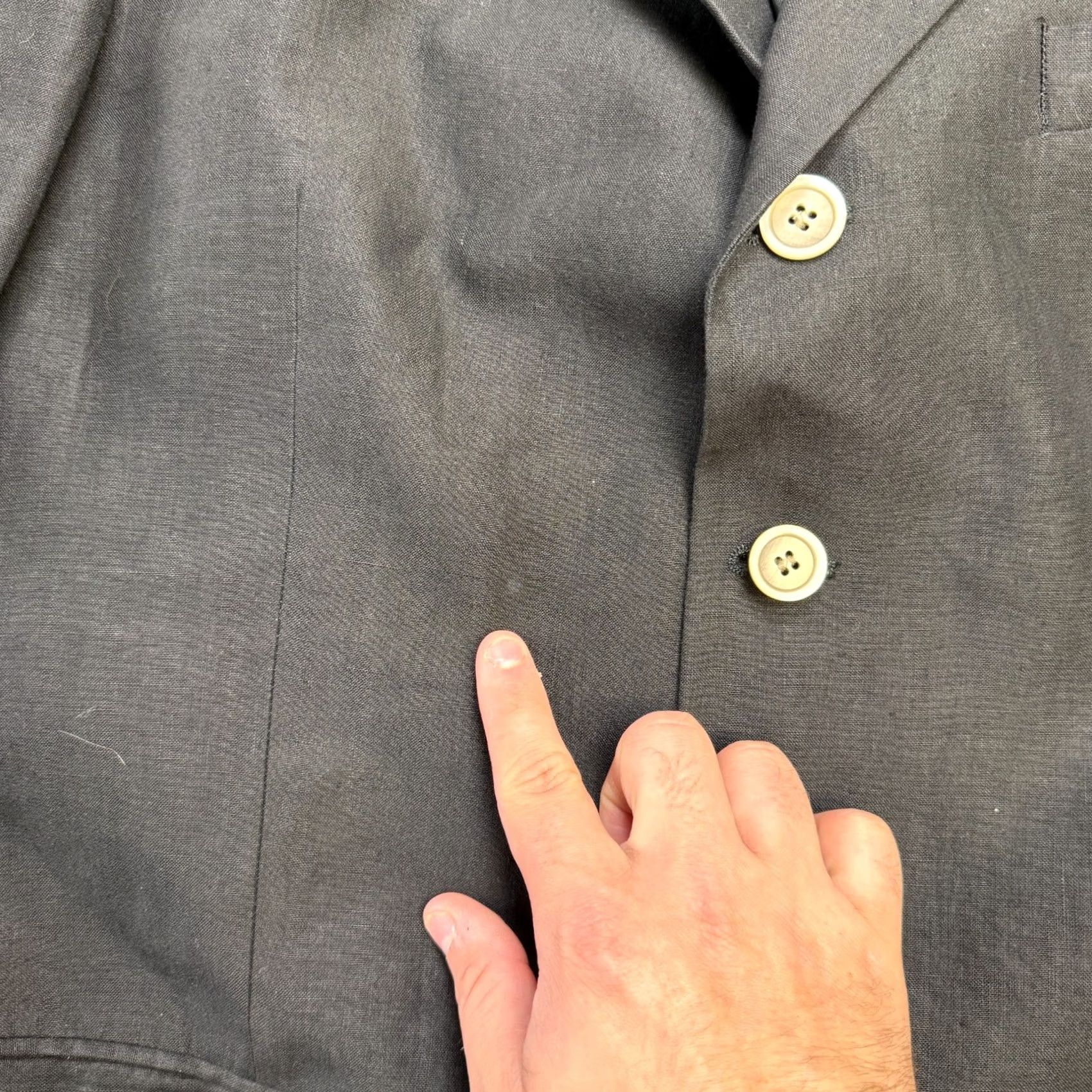 Chaps VTG Chaps Ralph Lauren Blazer Jacket 42L Black Linen Four Button Sport Coat Mens Size 42R - 3 Thumbnail