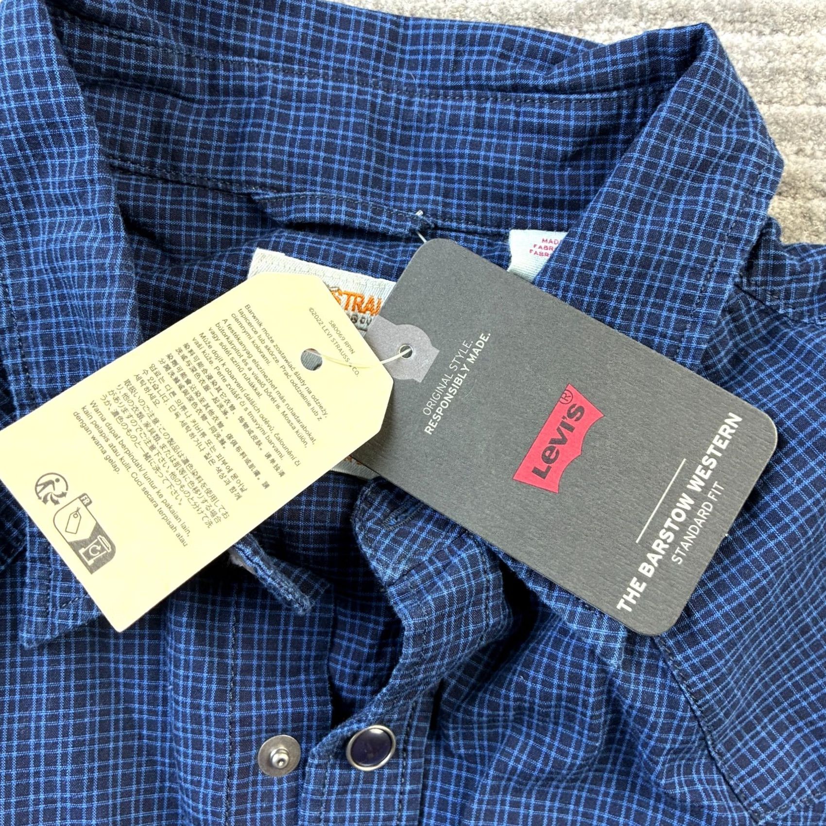 Levi's Levi's Shirt Mens Small Blue Pearl Snap Western Plaid Size US S / EU 44-46 / 1 - 7 Thumbnail
