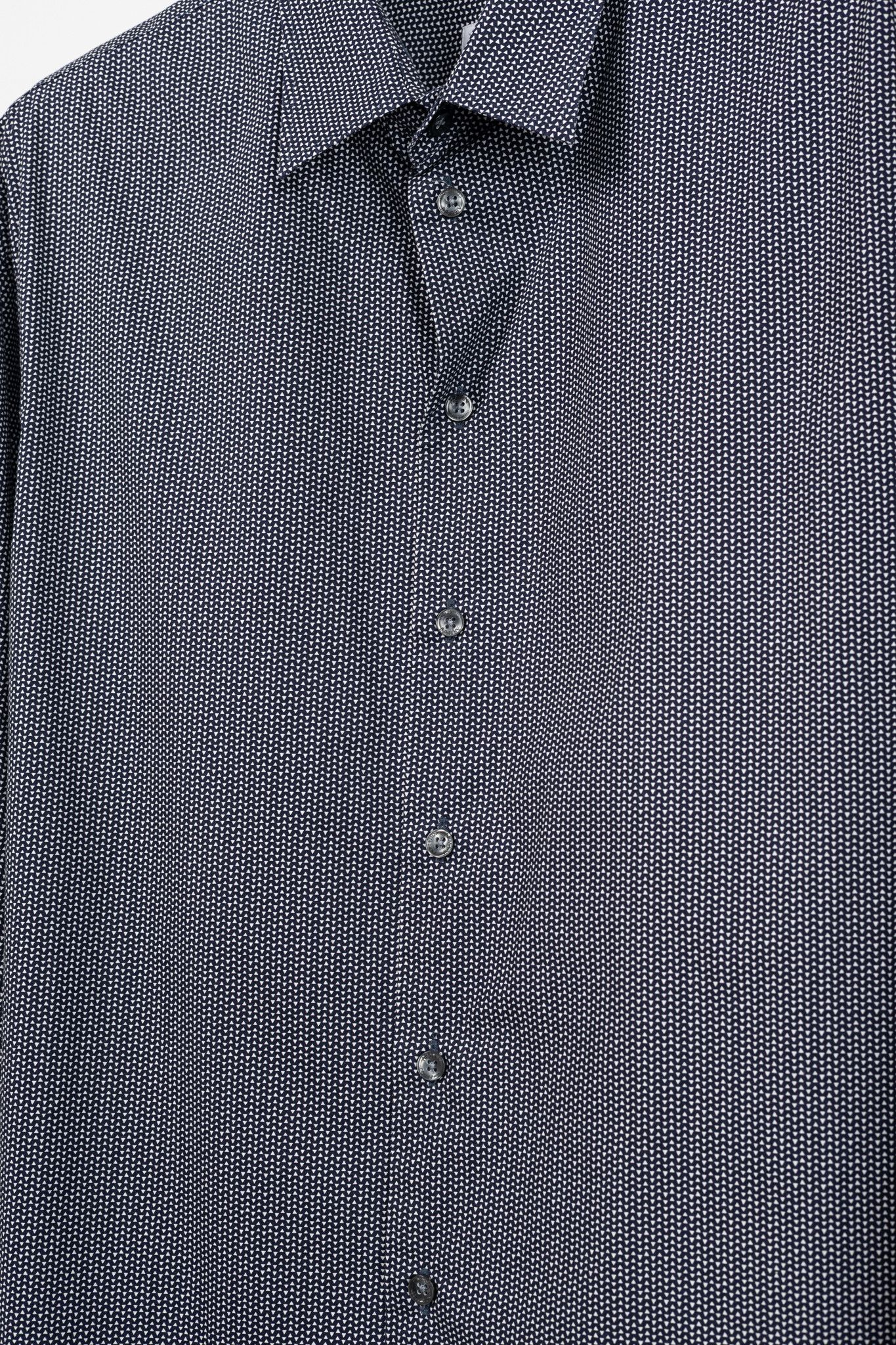 Armani Collezioni Armani Collezioni Navy Triangle-Print Cotton Button-Up Shirt Size US XXL / EU 58 / 5 - 7 Thumbnail