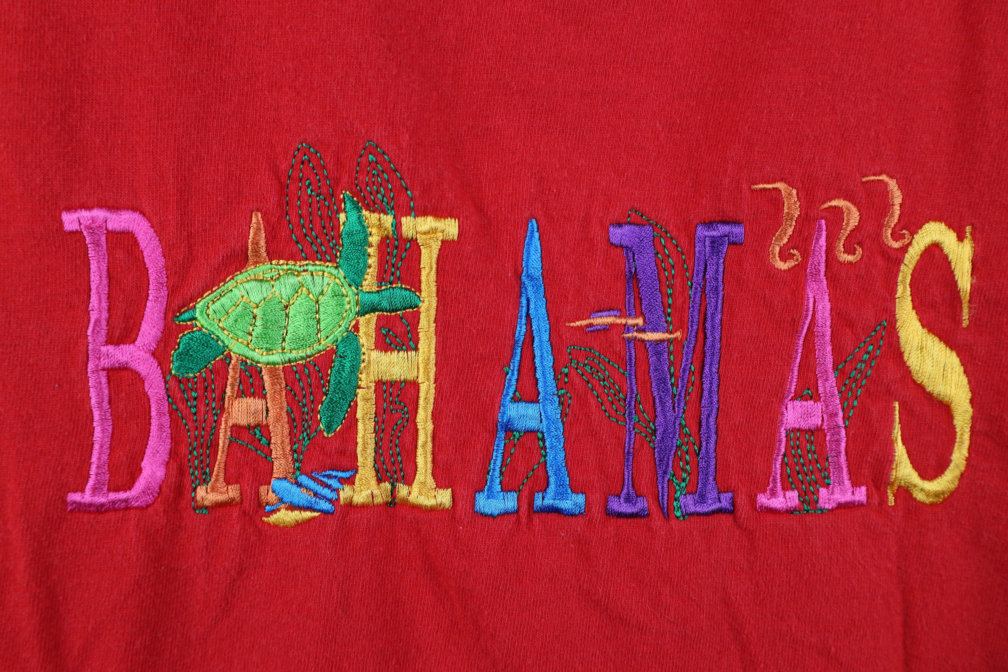 Vintage Vintage 90s Streetwear Bahamas Fish Turtle T-Shirt Red Size M / US 6-8 / IT 42-44 - 4 Thumbnail
