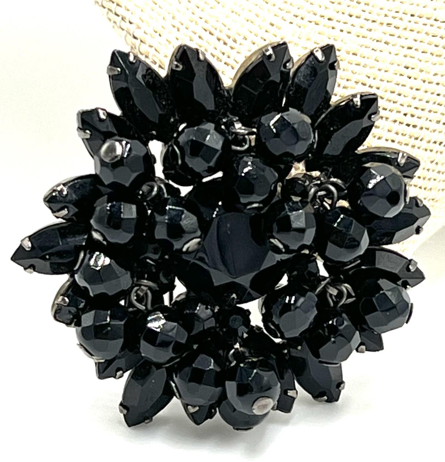 Alexander Julian Juliana Black Rhinestone Large Cha-Cha Cluster Brooch / Pin Size ONE SIZE - 2 Thumbnail