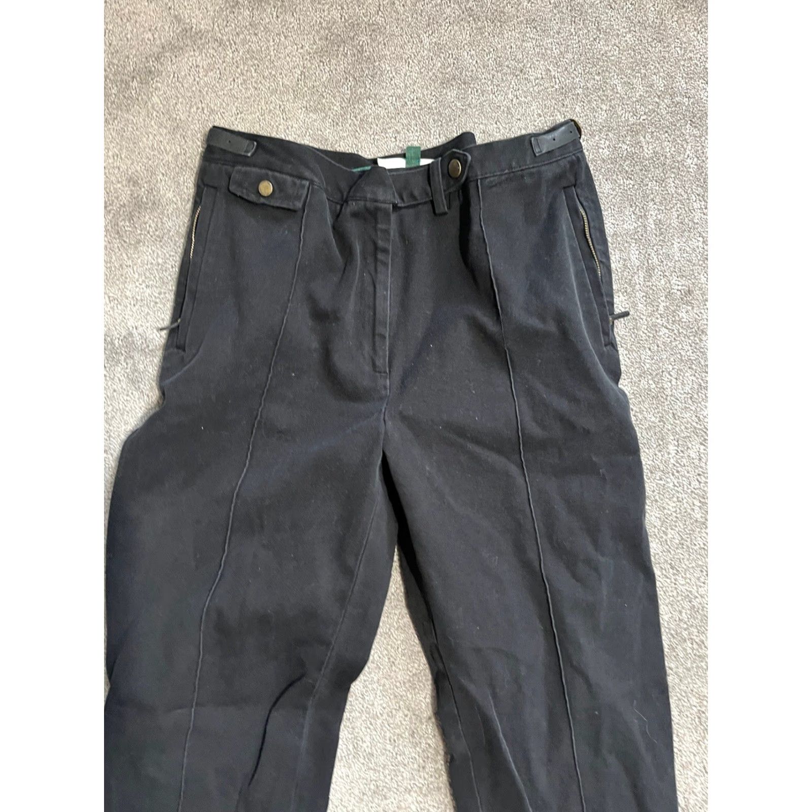 Ralph Lauren VINTAGE Lauren Ralph Lauren Women's Pants Size 12P Dark Wash Straight Leg High Rise Zip Fly Black Denim Slim Fit Fall Winter Women Size 34" / US 12 / IT 48 - 2 Thumbnail