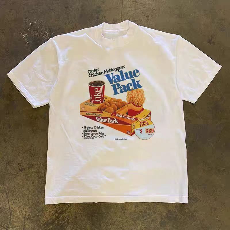Vintage White casual retro cola and french fries print t-shirt Size US M / EU 48-50 / 2 - 1 Thumbnail