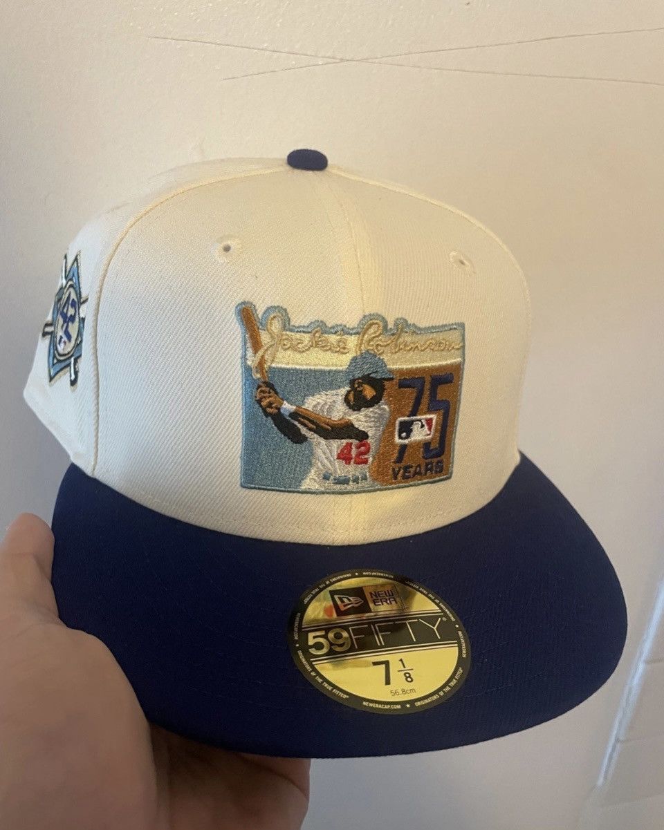 image of Myfitteds x New Era Brooklyn Dodgers Jackie Robinson 42Nd Anniversary Size 7 1/8 in White, Men's