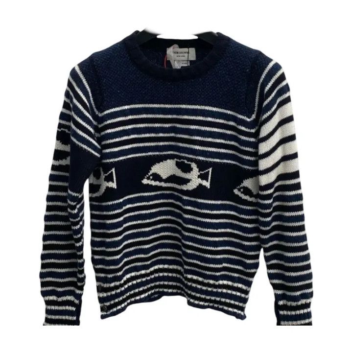 Thom Browne Thom Browne Striped Fish Pattern Knit Sweater Size US S / EU 44-46 / 1 - 1 Thumbnail