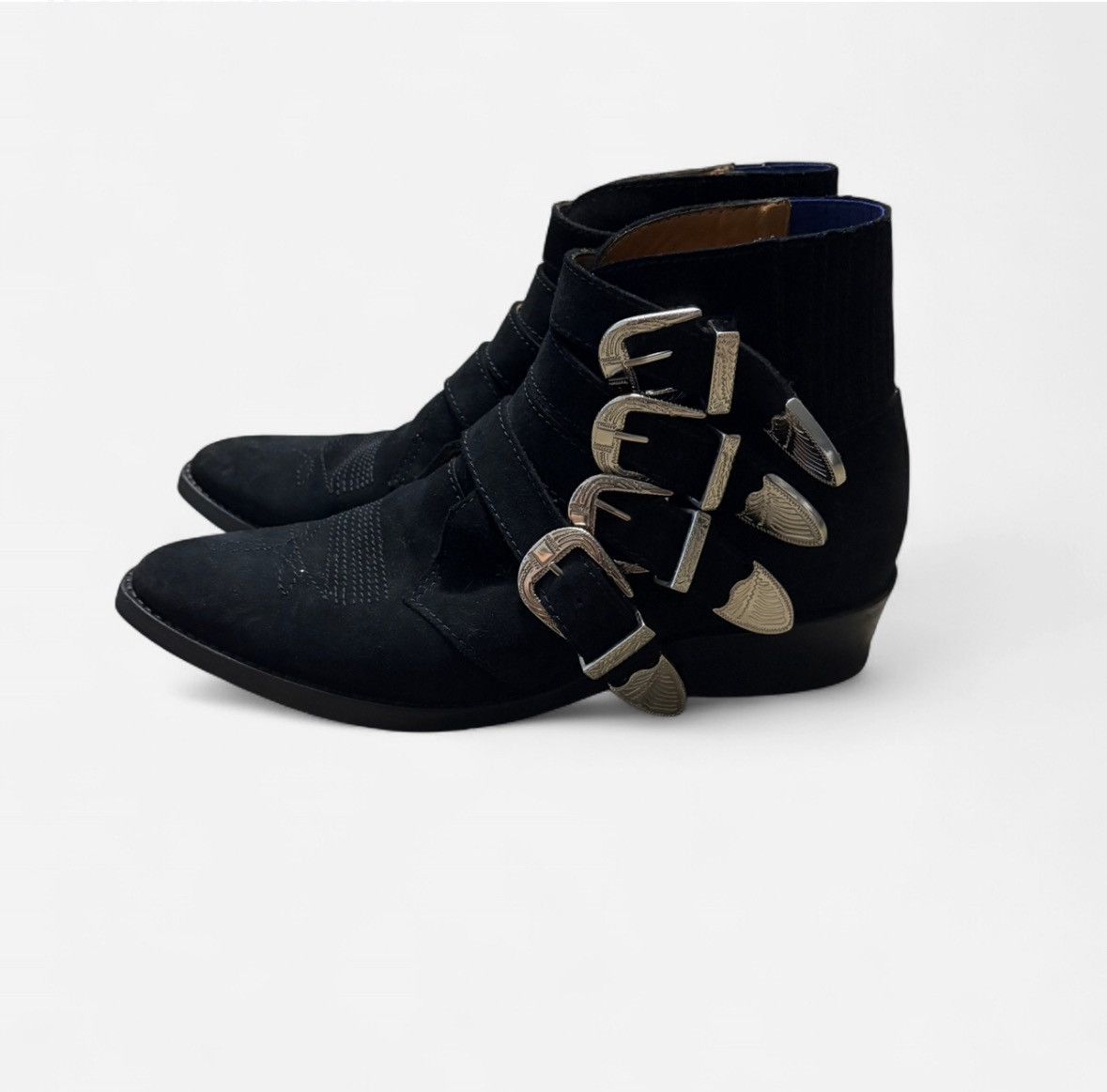 TOGA VIRILIS Black Suede Buckle Boots Size US 7 / EU 40 - 1 Thumbnail