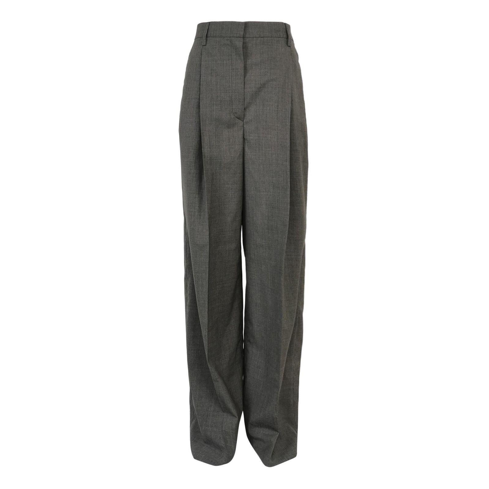Prada Prada Gray Wool Wide-Leg Trousers Size 38 0089 Size 38" / US 16 / IT 52 - 1 Thumbnail