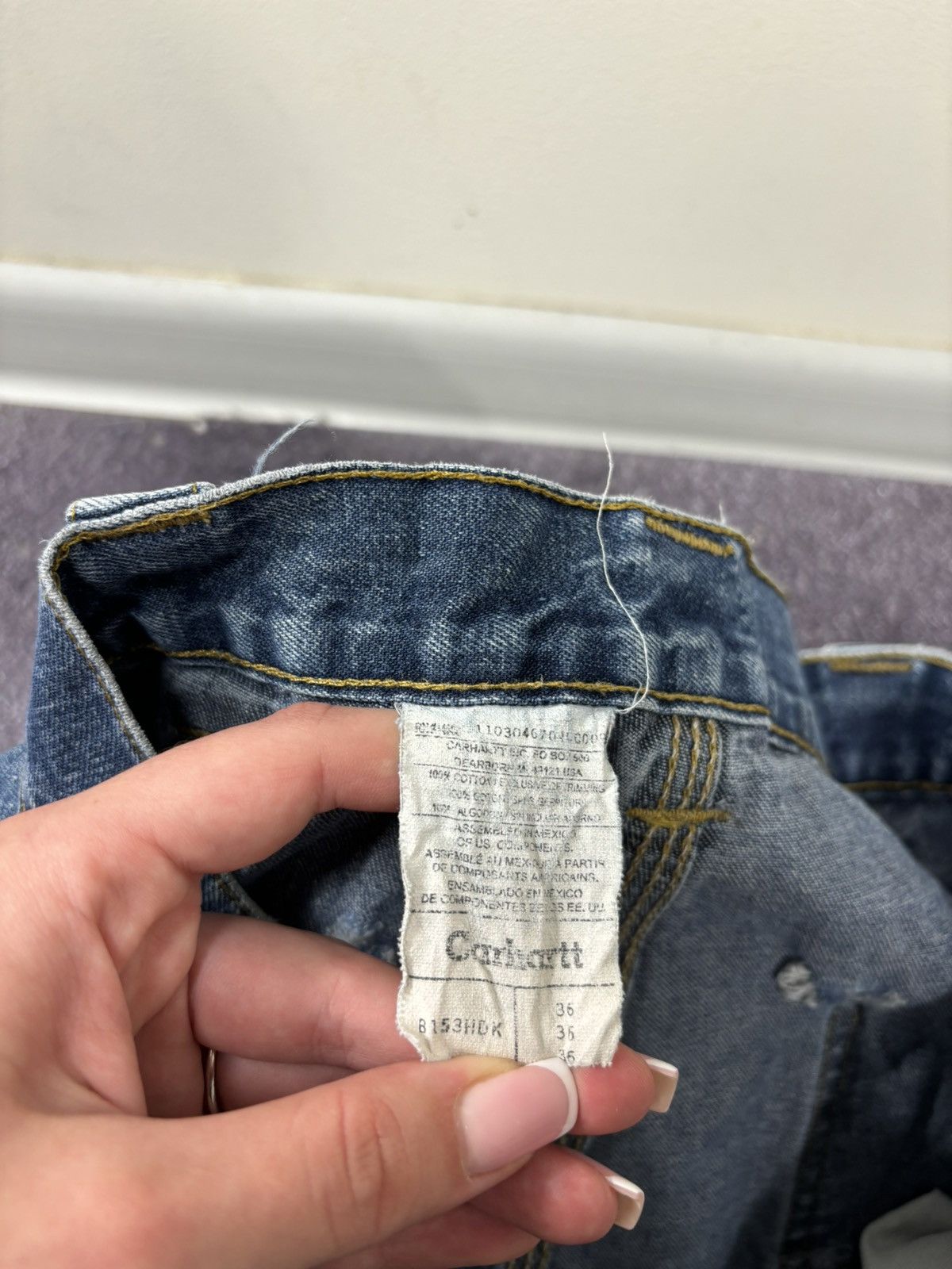 Carhartt Vintage 90s Carhartt USA Hype Work Blue Denim Shorts Jorts Size US 36 / EU 52 - 18 Thumbnail