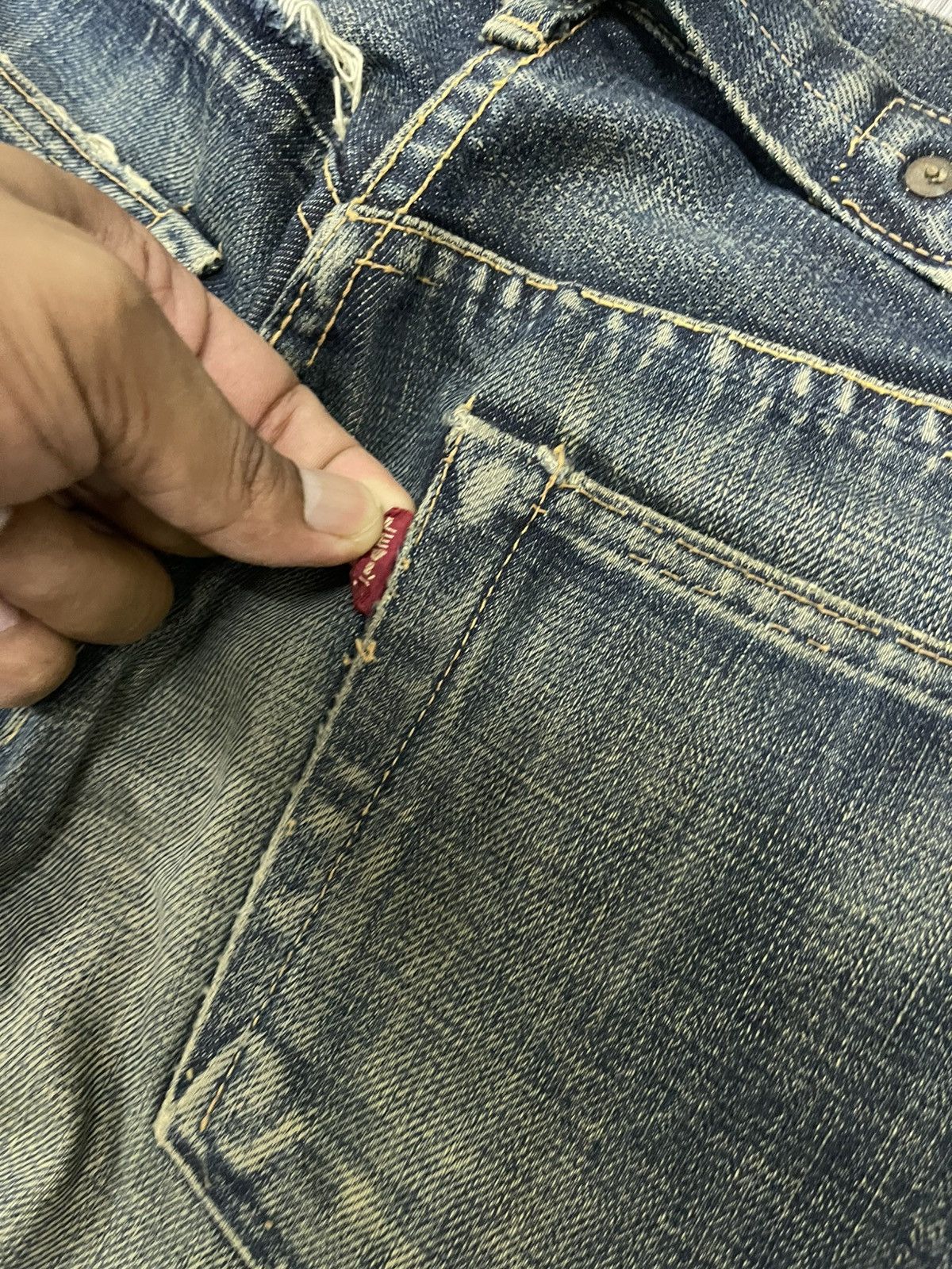 Levi's Vintage Clothing Levi’s 501xx Big E Buckle Back Selvedges distressed denim Size US 29 - 12 Thumbnail