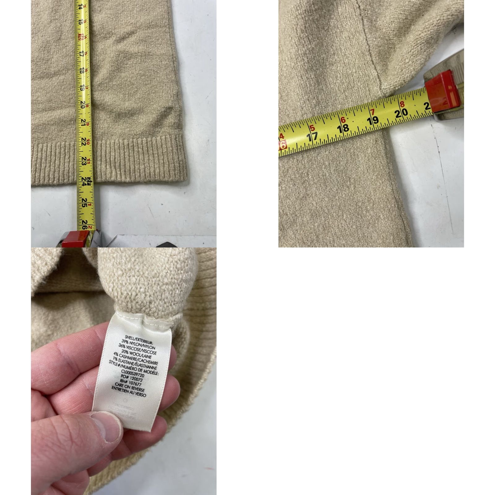 Theory THEORY Cardigan Sweater Open Front Oversized 100% Cashmere Beige Petite Women Long Sleeve Knit Size S / US 4 / IT 40 - 8 Thumbnail