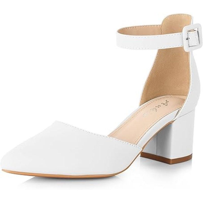 Other Ankis Women’s Size 11 White Faux Leather Ankle Strap Heels Size US 11 / IT 41 - 1 Thumbnail