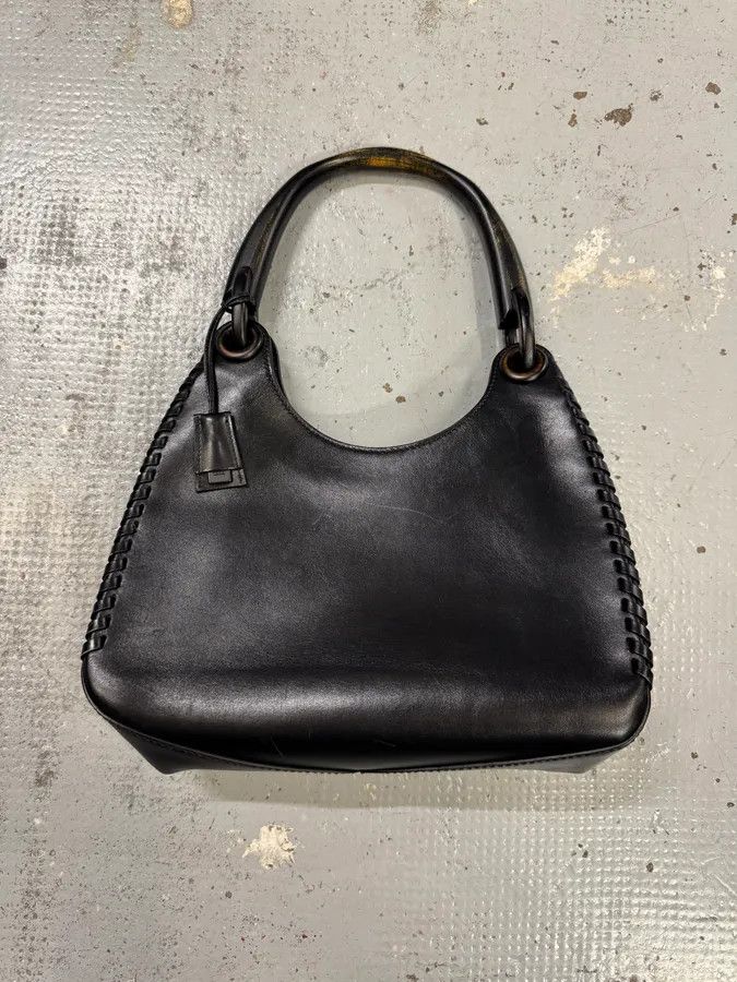 Gucci Gucci Whipstitched Bamboo Hobo Black Leather Hande Bag Size ONE SIZE - 1 Thumbnail