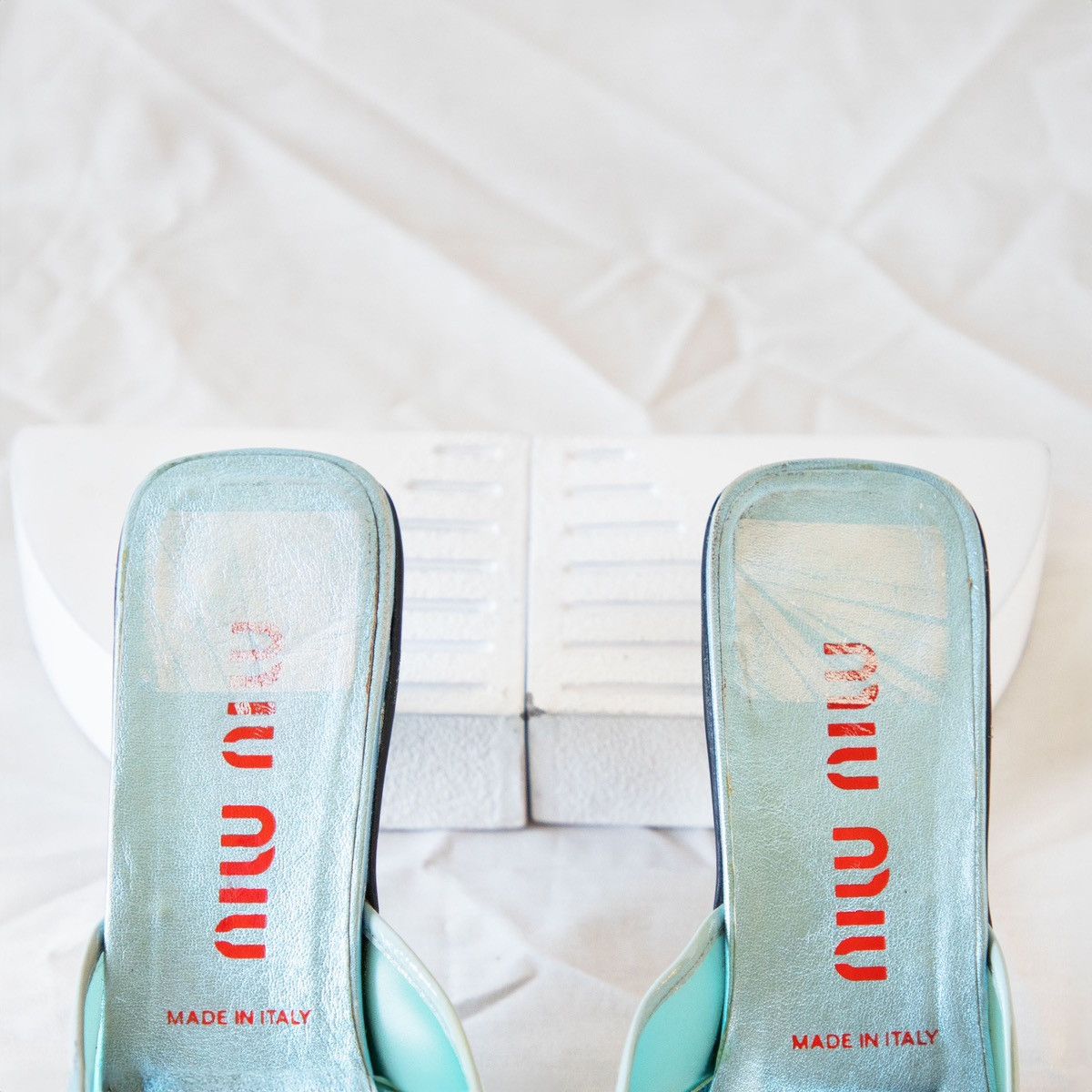 Miu Miu Miu Miu 1999 Blue Bubble Heel Mules Size US 8.5 / IT 38.5 - 4 Thumbnail