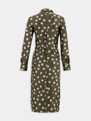 Fendi o1loc1c1225 Printed Silk Dress in Olive Green Size M / US 6-8 / IT 42-44 - 2 Thumbnail