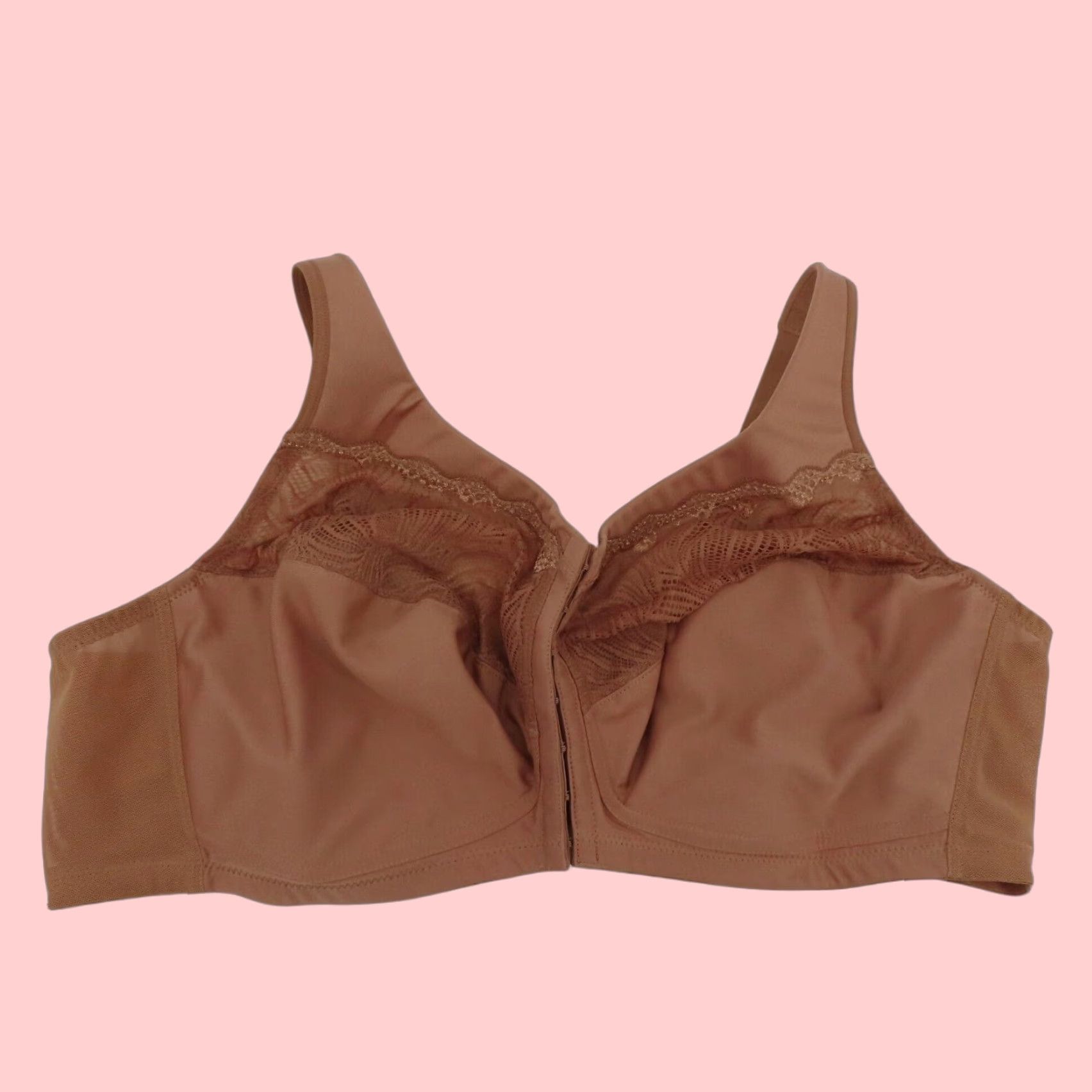 Vintage Glamorise 52C Magiclift Front Closure Wireless Bra Beige Plus Size T-Shirt Bra Womens