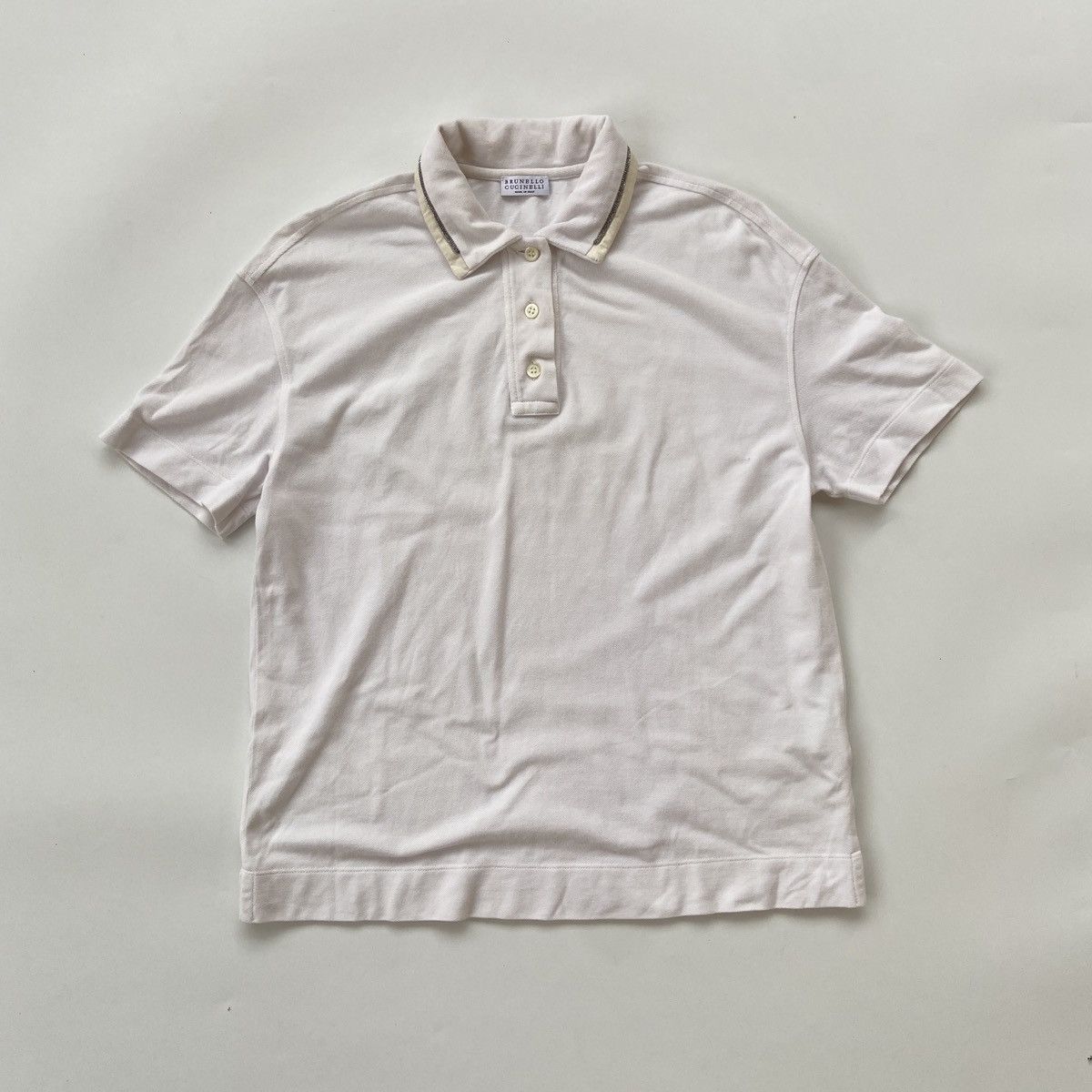 Brunello Cucinelli Brunello Cucinelli White Polo Shirt With Monil Chain Size XS / US 0-2 / IT 36-38 - 1 Thumbnail