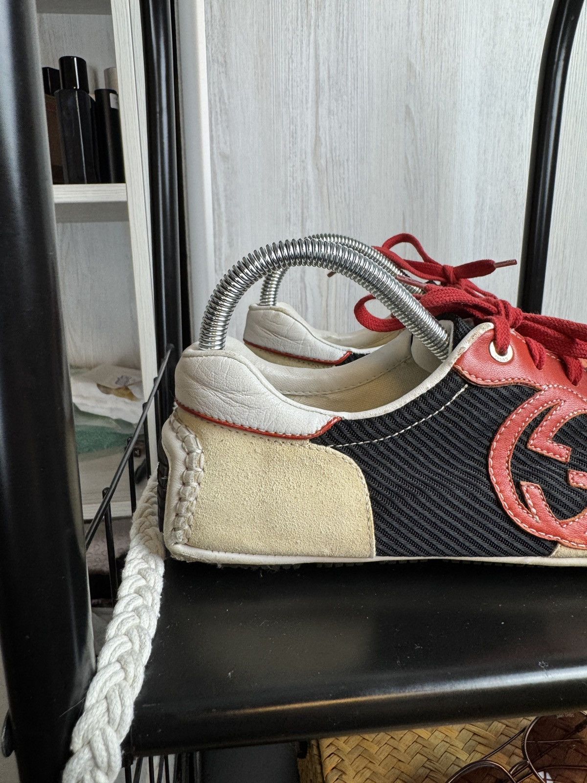 Gucci VINTAGE GUCCI LOGO LEATHER TRAINERS SNEAKERS coloured 190777 Size US 7.5 / IT 37.5 - 2 Thumbnail