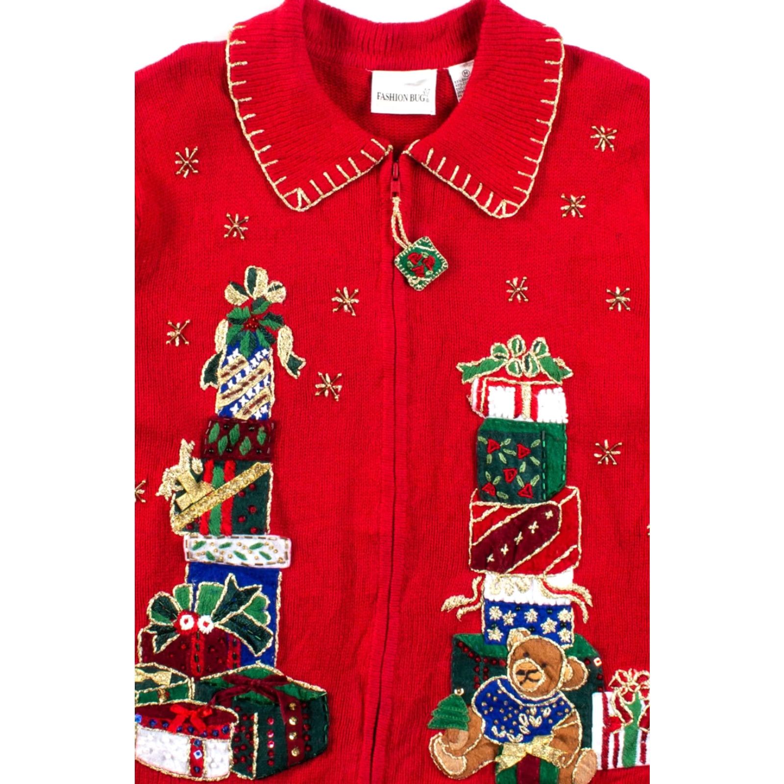 Vintage VINTAGE Fashion Bug Red Cardigan Shirt Adult Medium Ramie Cotton Christmas 1954 56351 Mens Womens Size M / US 6-8 / IT 42-44 - 2 Thumbnail