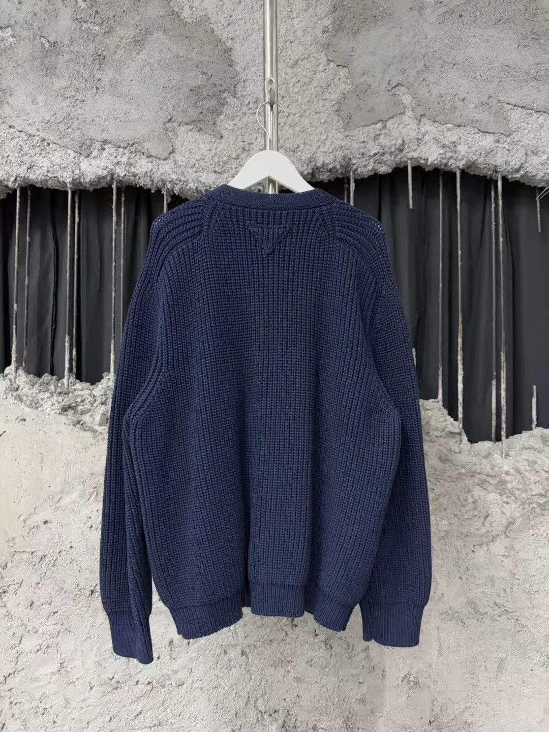 Prada Prada Navy Knit Triangle Logo Wool Cardigan Size US S / EU 44-46 / 1 - 2 Thumbnail